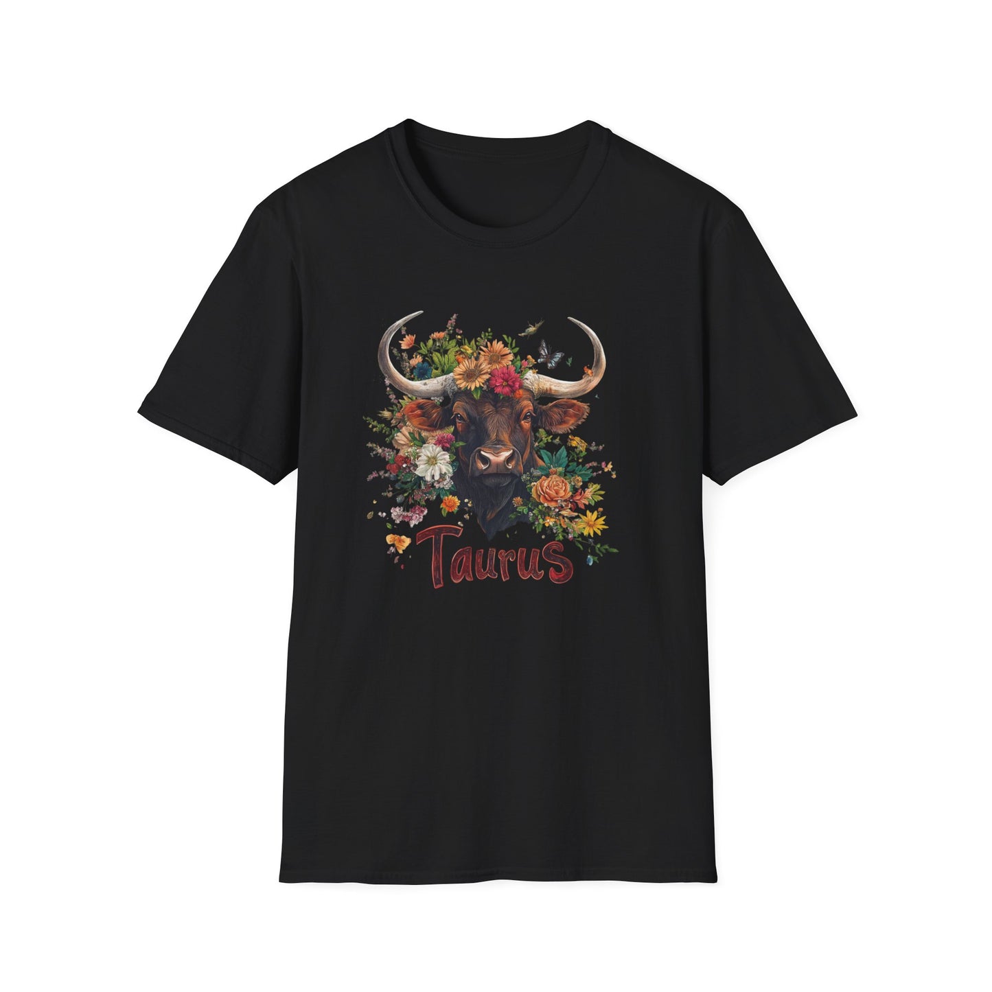Zodiac Taurus Floral T-Shirt, Astrology Gift, Zodiac Sign Tee, Birthday Gift for Taurus, Cow Bull Graphic Shirt, Nature Lover Apparel