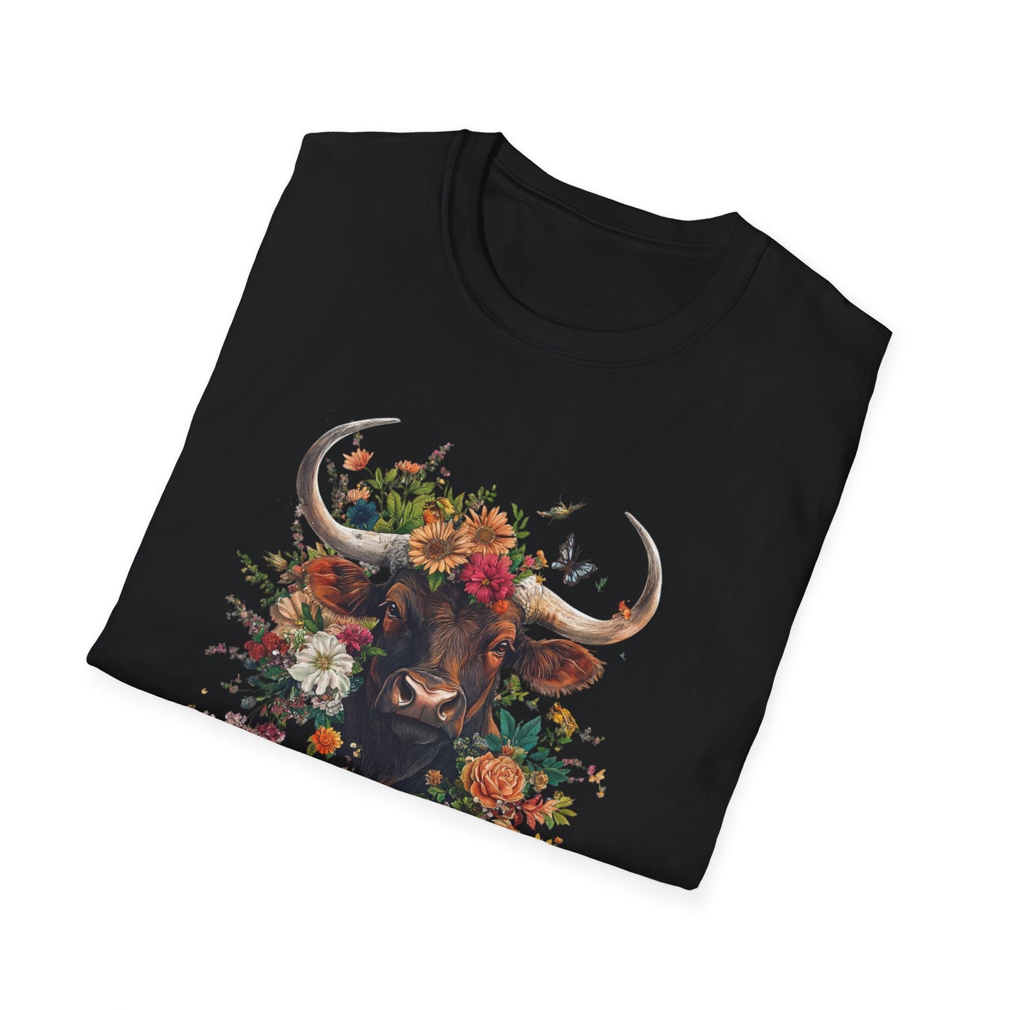 Zodiac Taurus Floral T-Shirt, Astrology Gift, Zodiac Sign Tee, Birthday Gift for Taurus, Cow Bull Graphic Shirt, Nature Lover Apparel