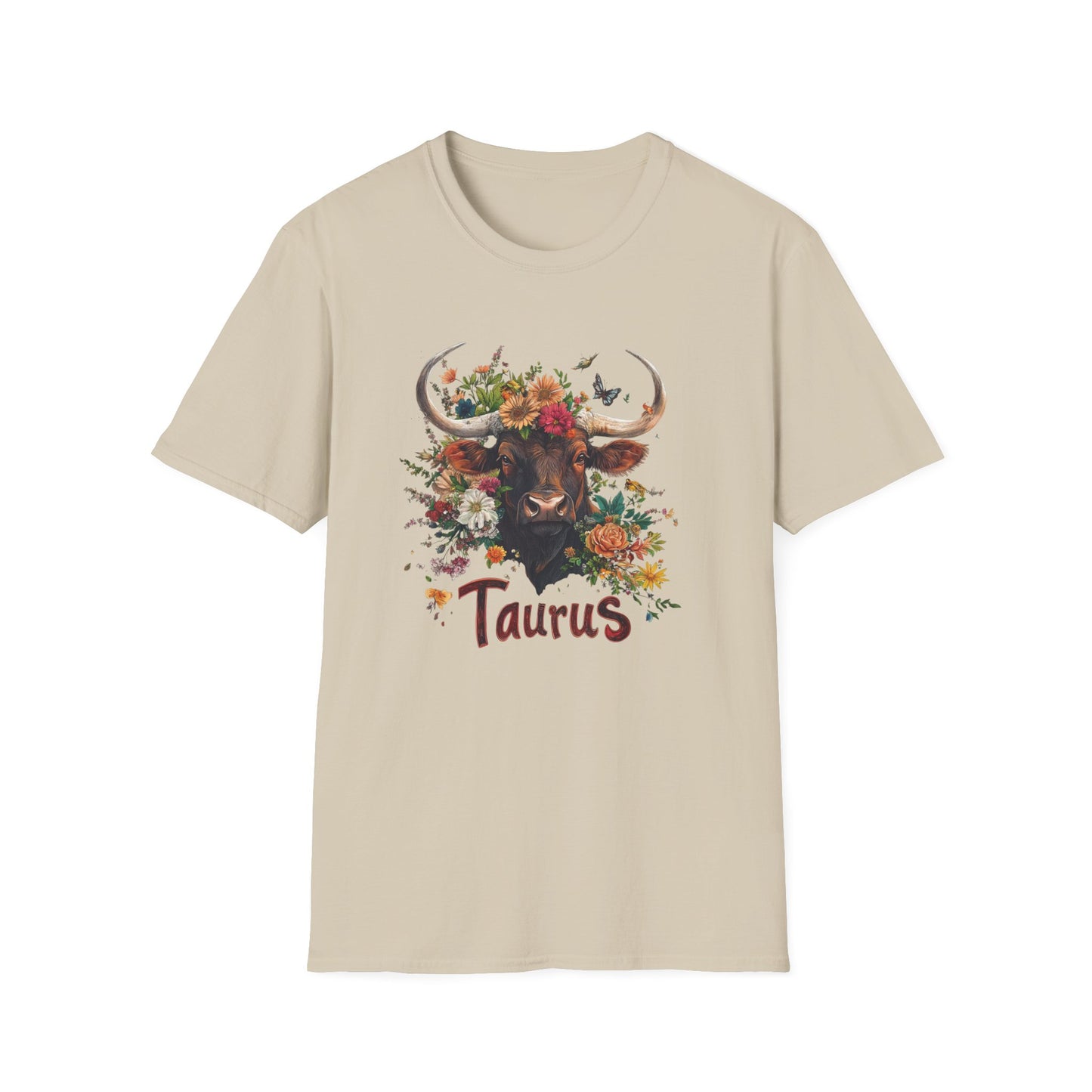 Zodiac Taurus Floral T-Shirt, Astrology Gift, Zodiac Sign Tee, Birthday Gift for Taurus, Cow Bull Graphic Shirt, Nature Lover Apparel