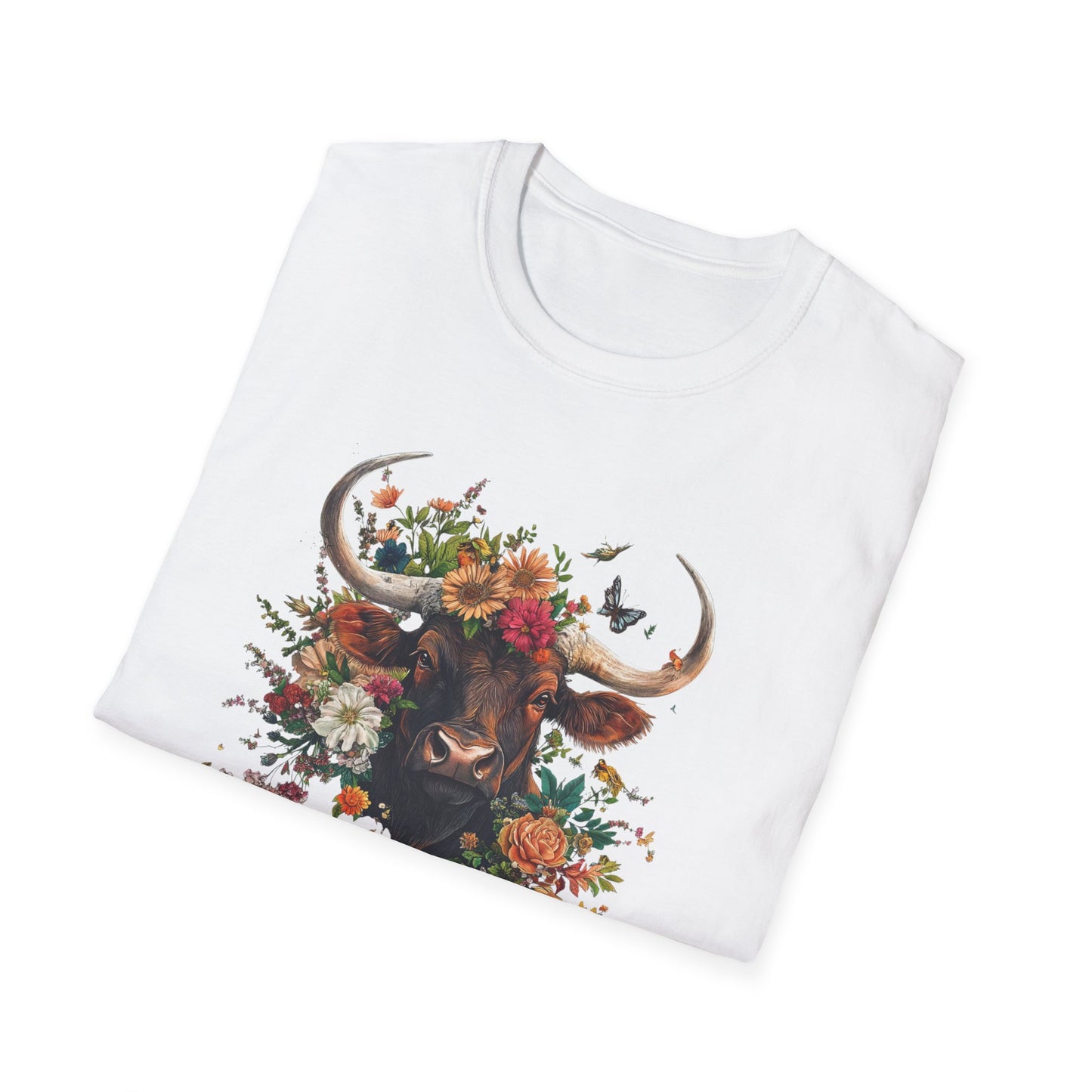 Zodiac Taurus Floral T-Shirt, Astrology Gift, Zodiac Sign Tee, Birthday Gift for Taurus, Cow Bull Graphic Shirt, Nature Lover Apparel