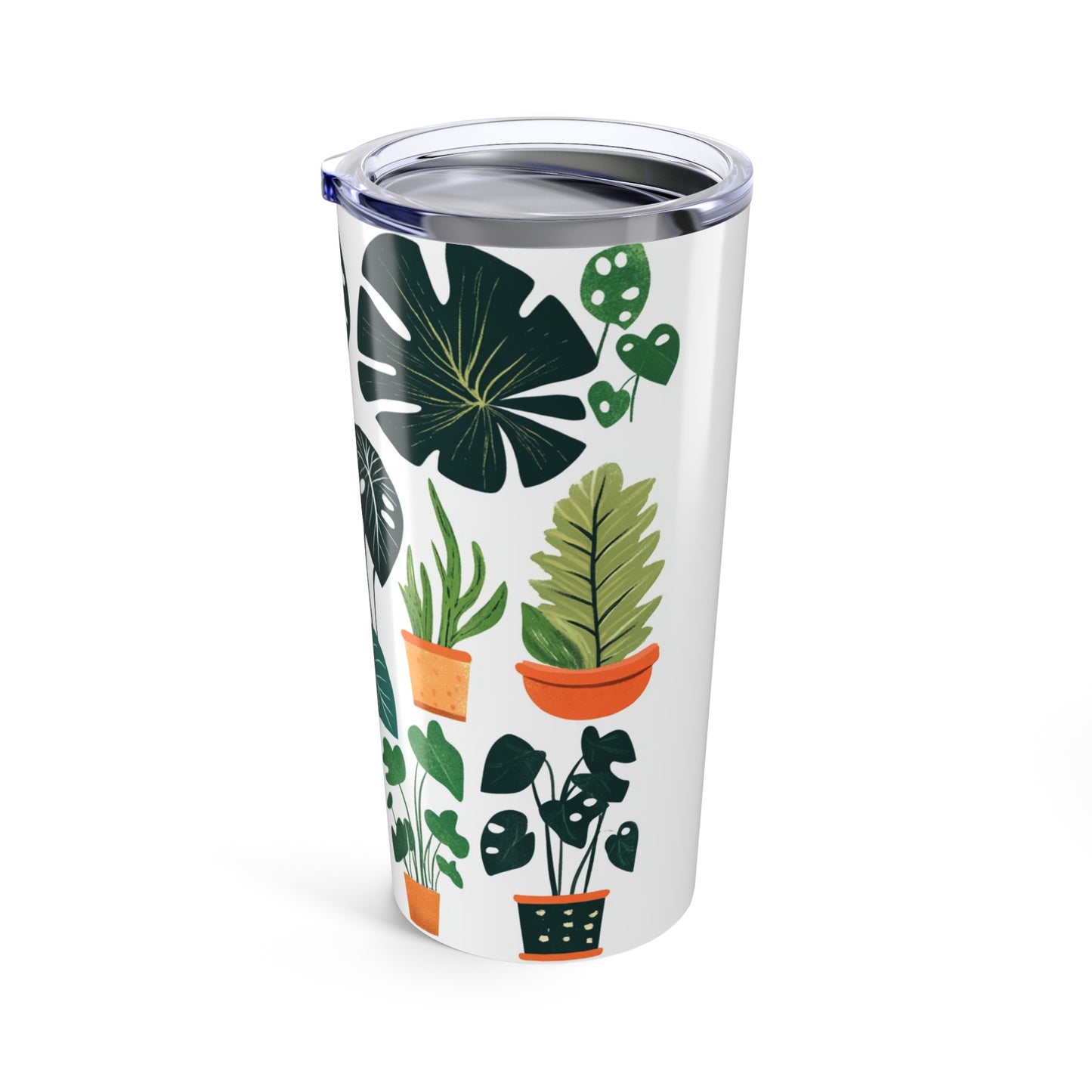 Botanical travel tumbler featuring various plants and foliage designs for stylish hydration on the go
