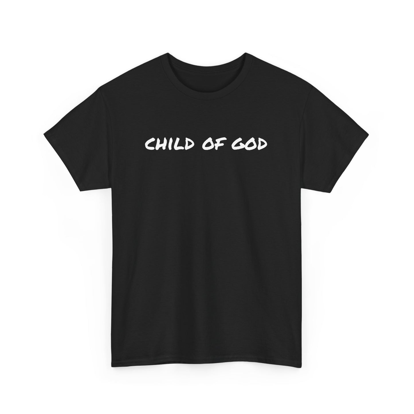 Black child of God t-shirt with white lettering for a stylish statement on faith