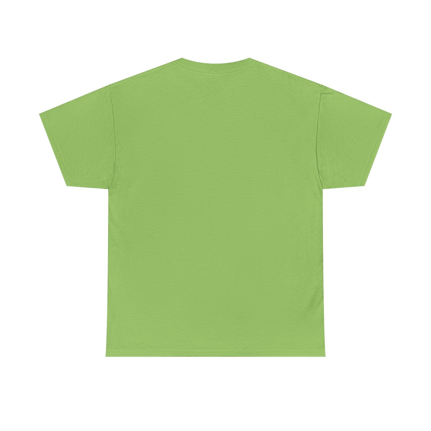 Back view of a vibrant green cosmic vibes t-shirt perfect for casual wear and expressing unique style