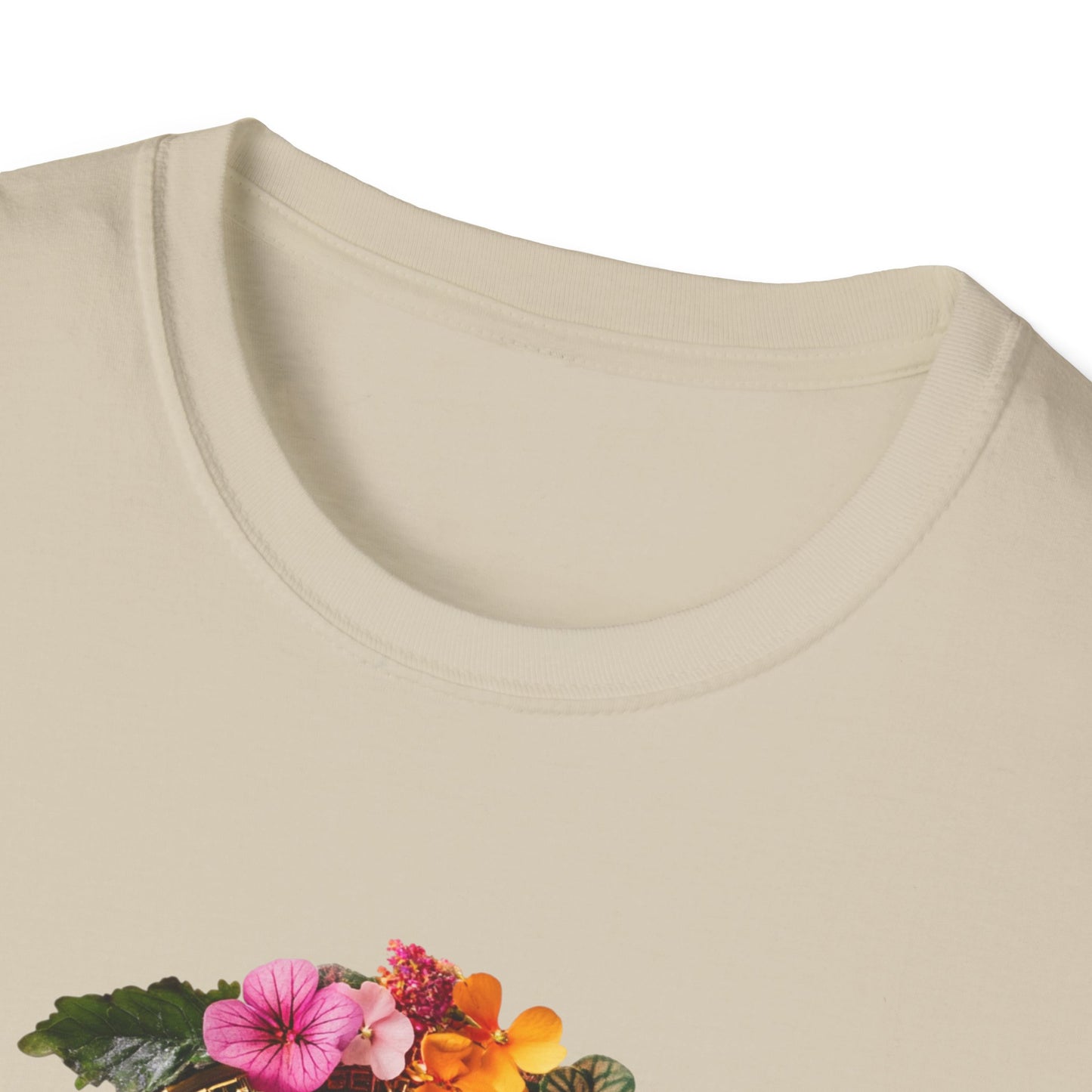 Cream Floral Bitcoin T-Shirt with Colorful Flower Design for Crypto Enthusiasts