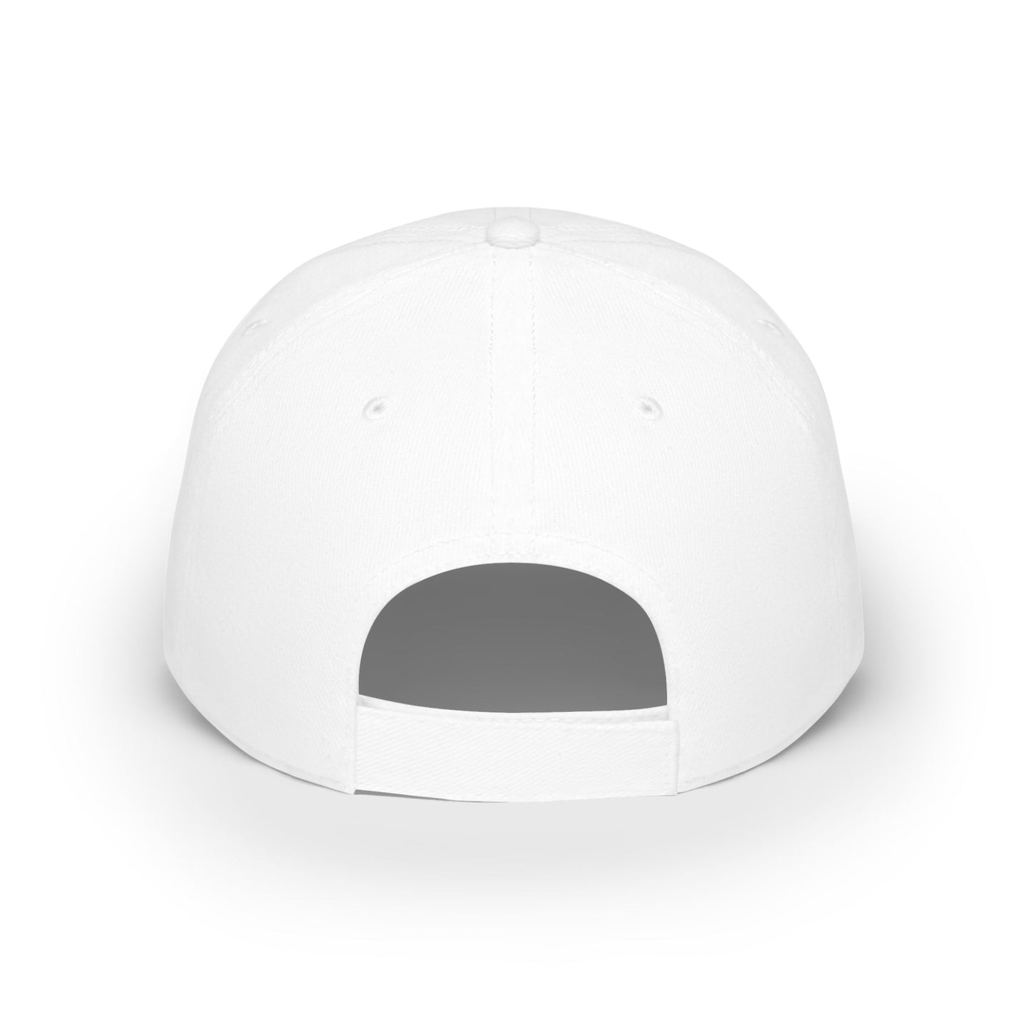 Back view of a white floral cross baseball cap with adjustable strap for a stylish look