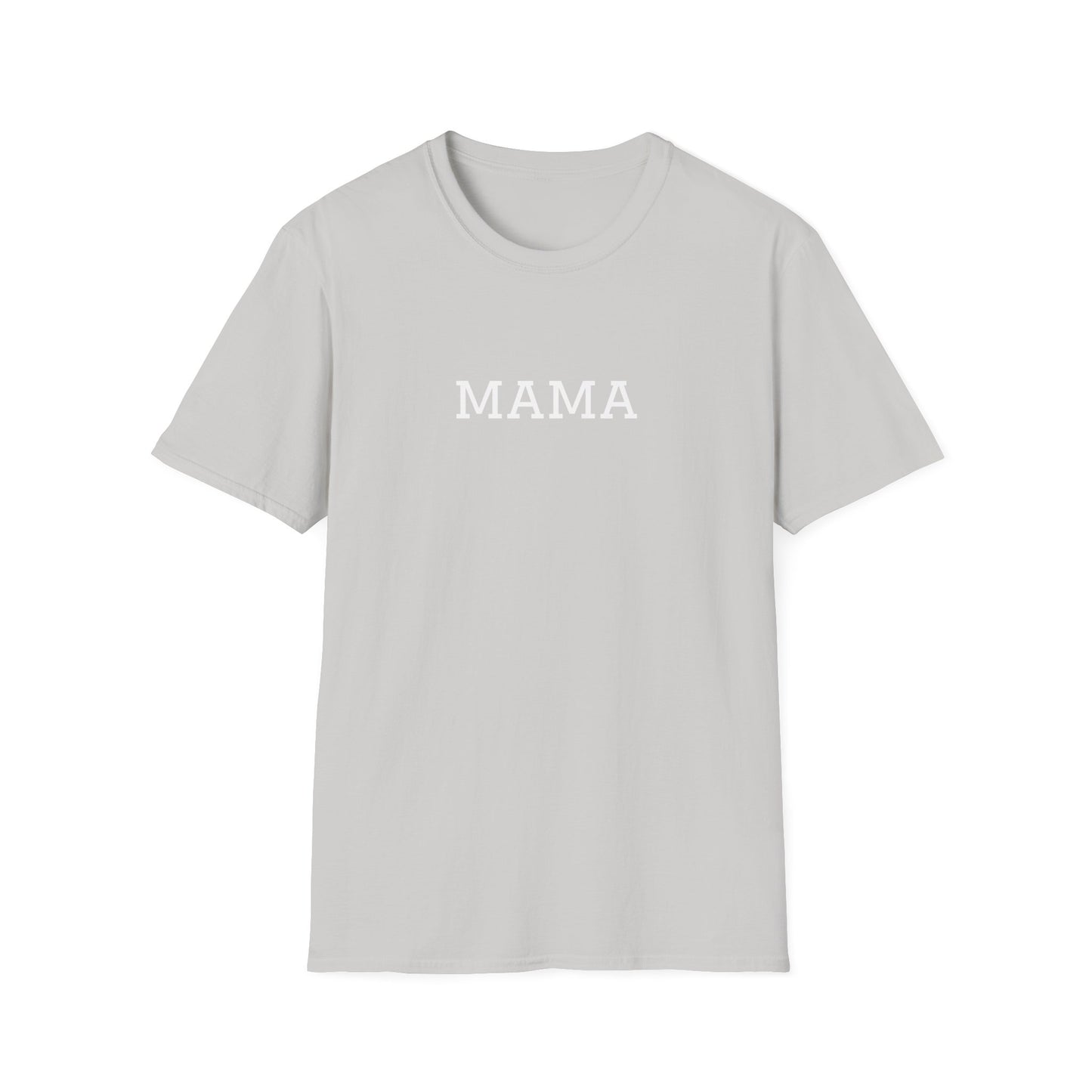 Light gray Mama tee for moms featuring bold white text for casual everyday wear