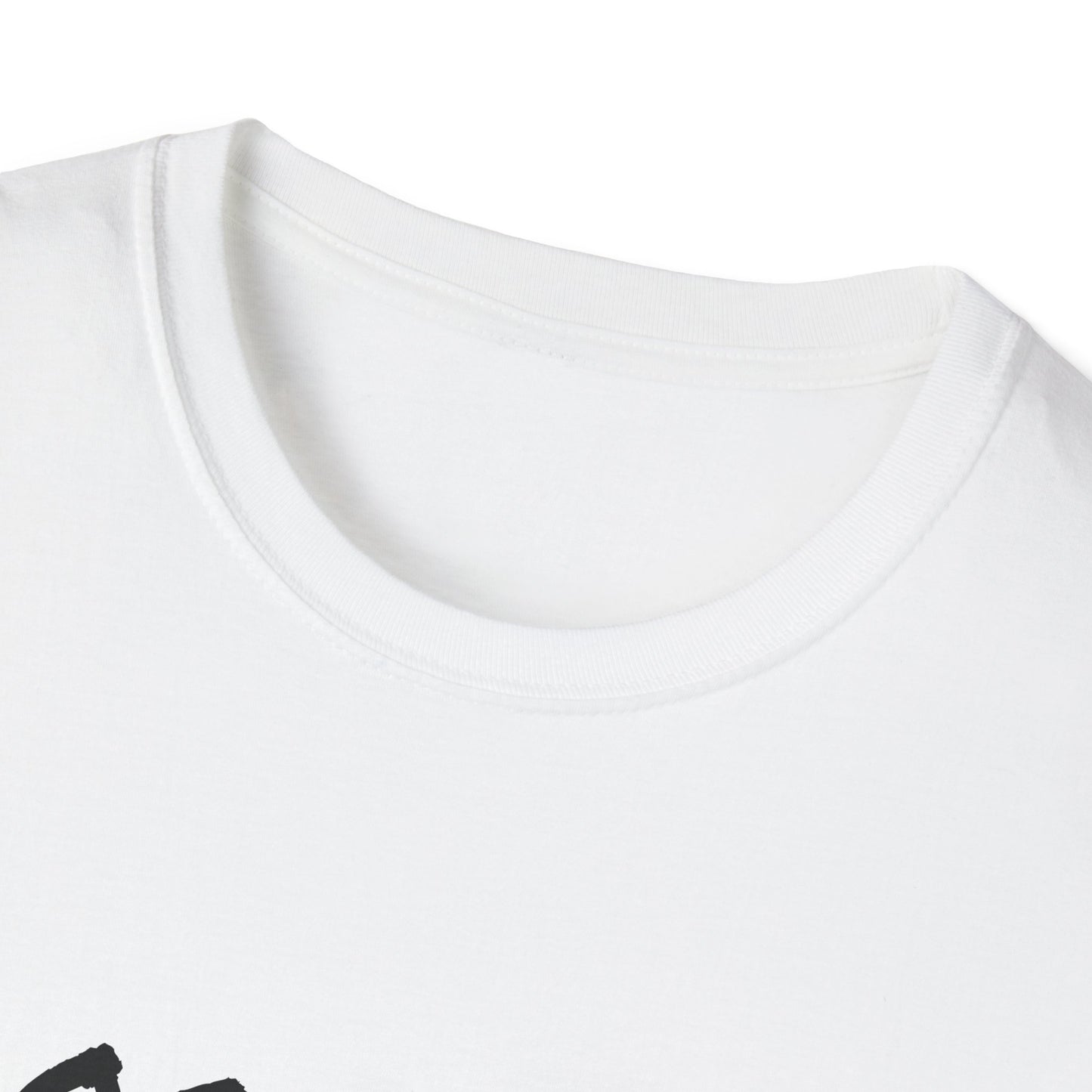 Printify white T shirt close up of crew neck and partial black graphic print locked in t shirt motivational