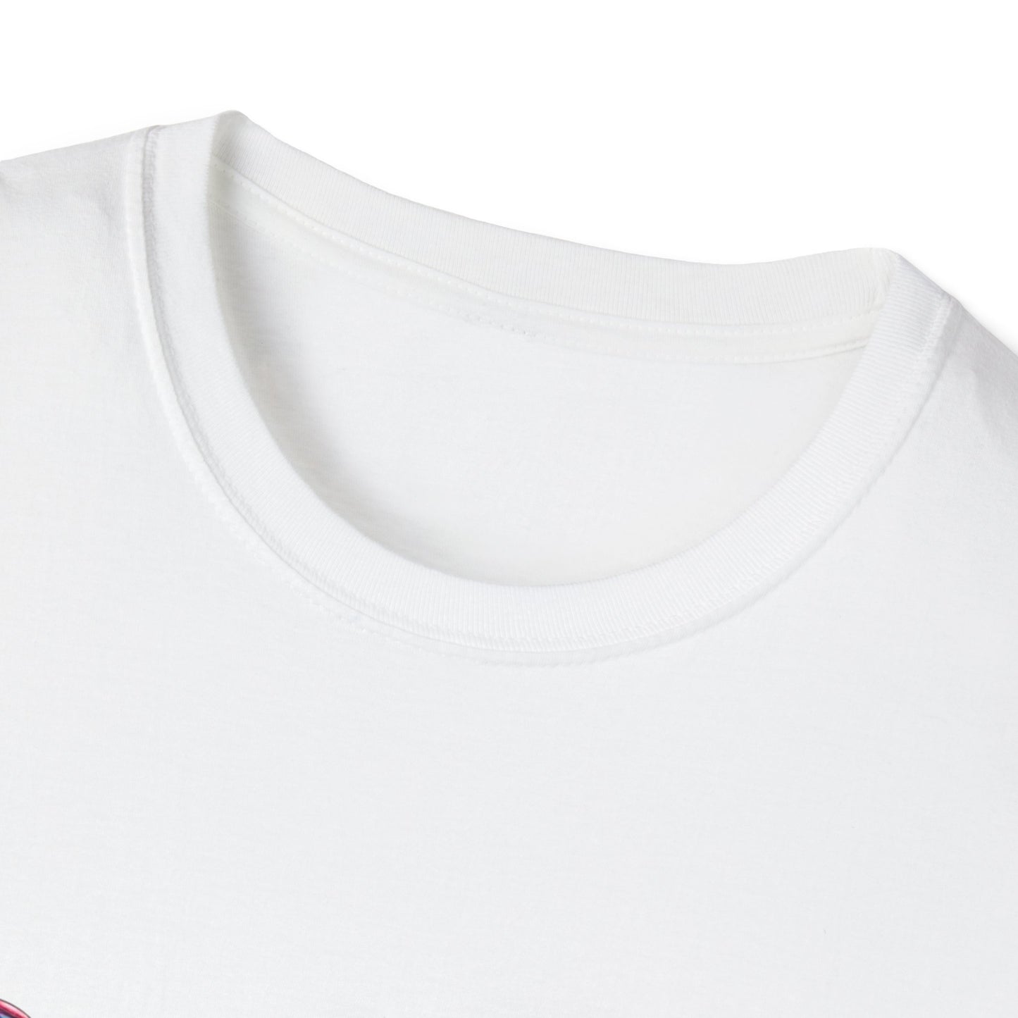Close-up of a white trippy DMT t-shirt featuring vibrant and colorful designs