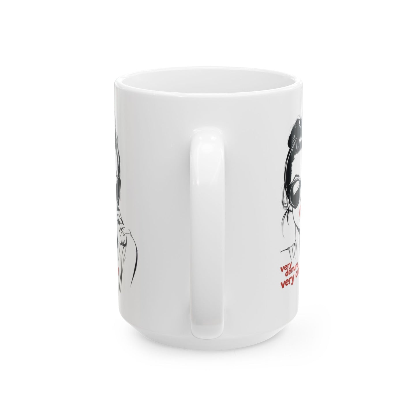 Very Cutesy, Very Demure Mug featuring a unique artistic design on a white ceramic surface