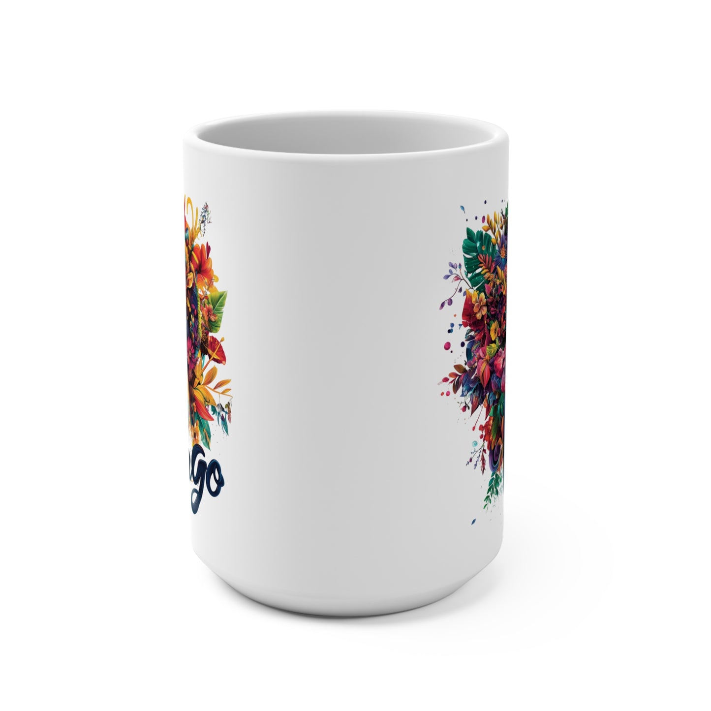 Virgo zodiac mug with a colorful floral design celebrating the astrological sign