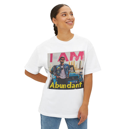 Abundant vibe oversized tee featuring a colorful graphic print and relaxed fit for comfort