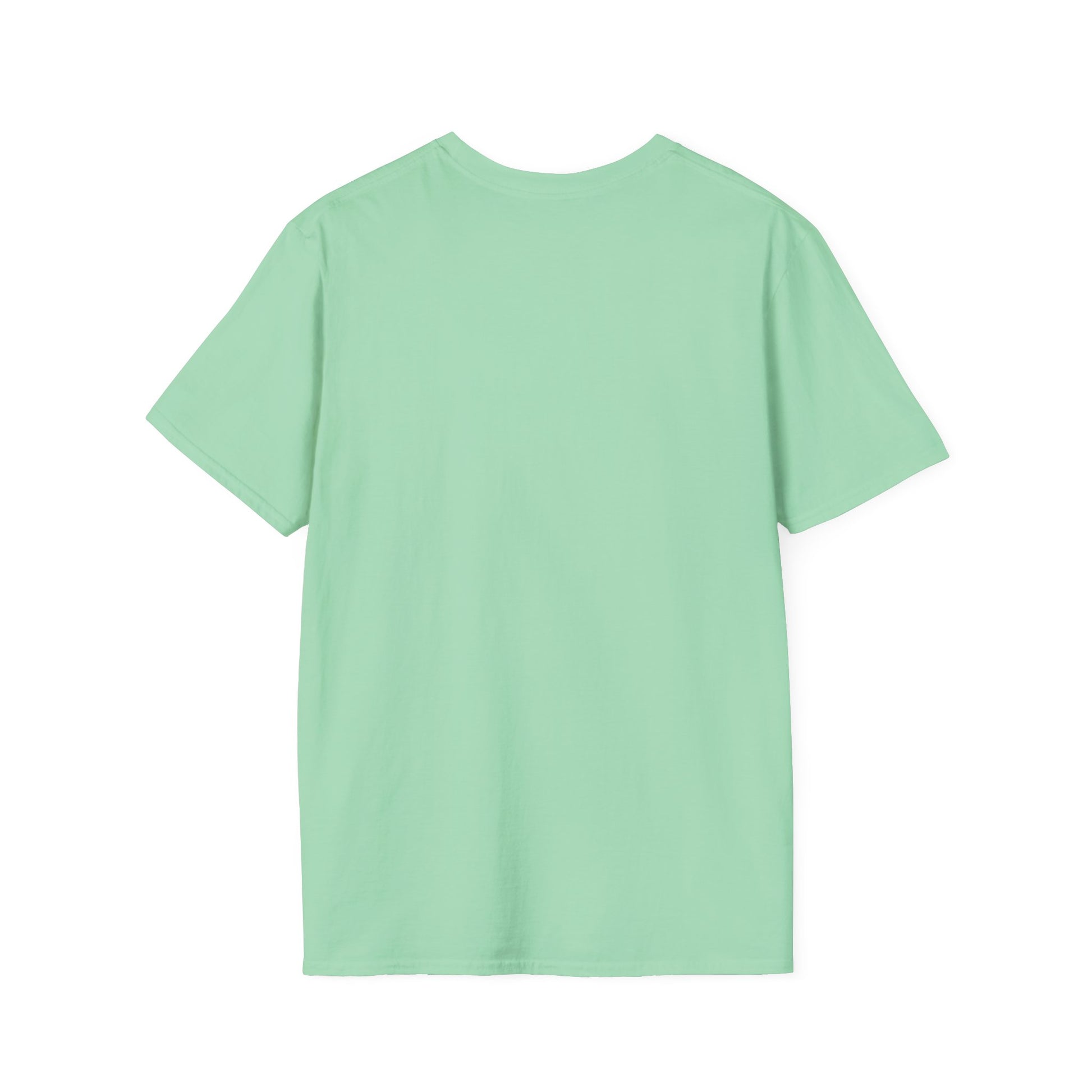 Back view of a light green Aquarius floral t-shirt made from soft cotton fabric