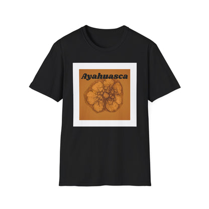 Black Ayahuasca Plant Medicine T-Shirt featuring a bold graphic design for spiritual enthusiasts
