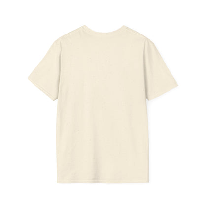 Back view of a beige boho floral skull t-shirt with a classic fit from Printify