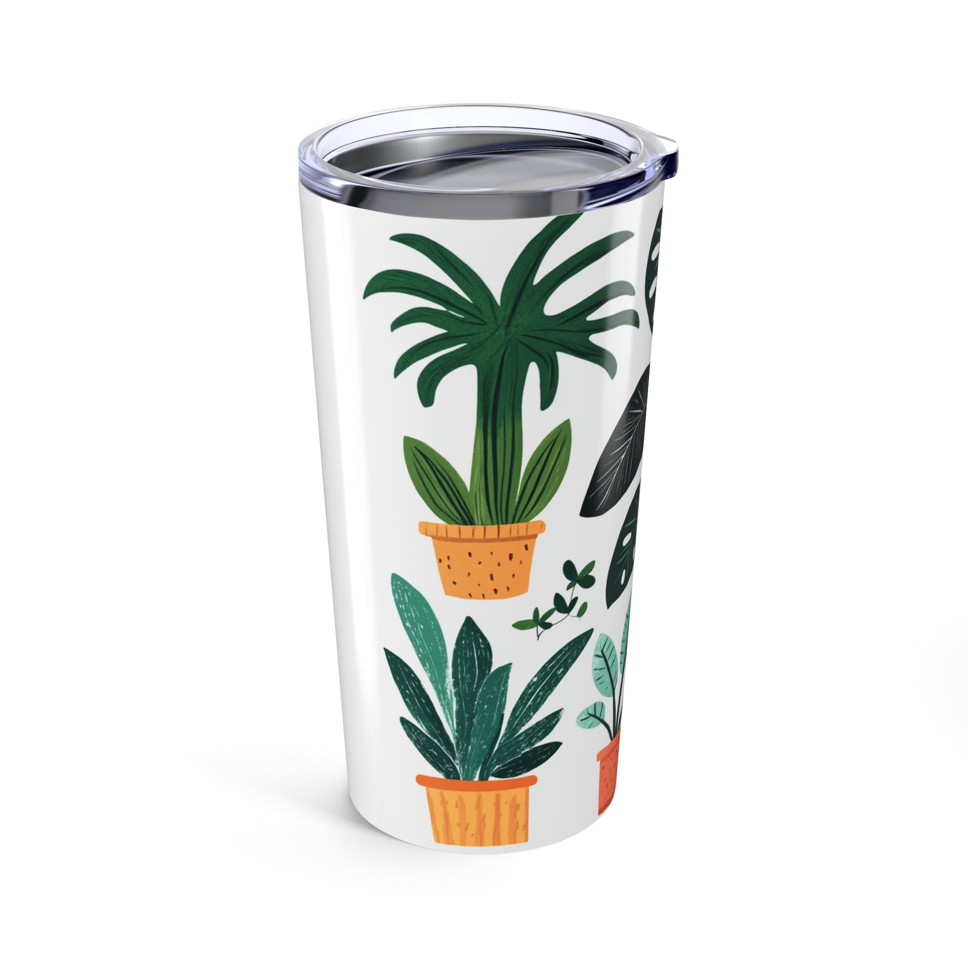 Botanical travel tumbler featuring colorful plant illustrations for on-the-go hydration