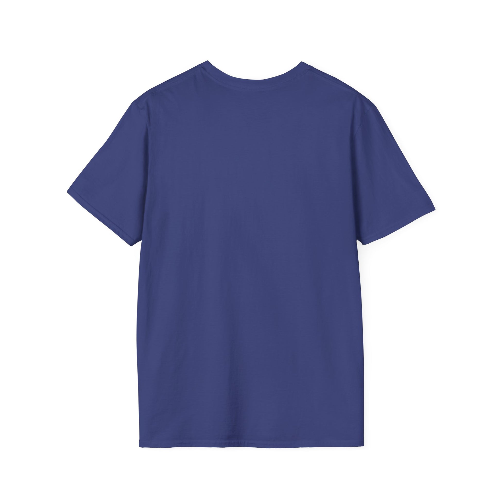 Back view of a blue butterfly graphic t-shirt for women featuring a casual fit and soft fabric