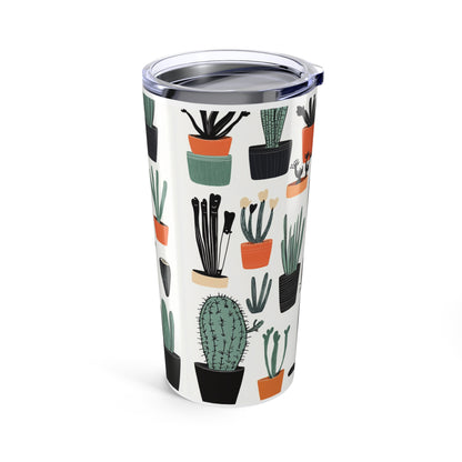 Cactus cat tumbler featuring a colorful cactus pattern on a sleek travel design