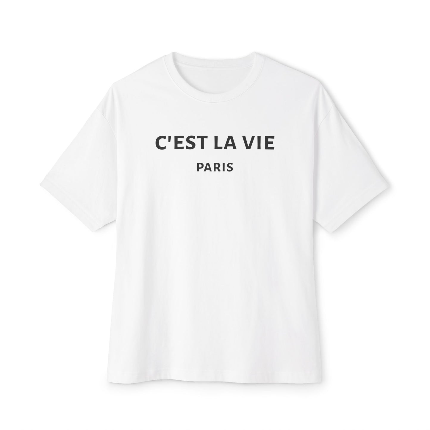 C'est La Vie t-shirt in white featuring 'C'est La Vie' and 'Paris' printed on the front