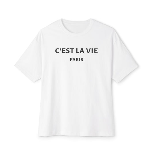 C'est La Vie t-shirt in white featuring 'C'est La Vie' and 'Paris' printed on the front