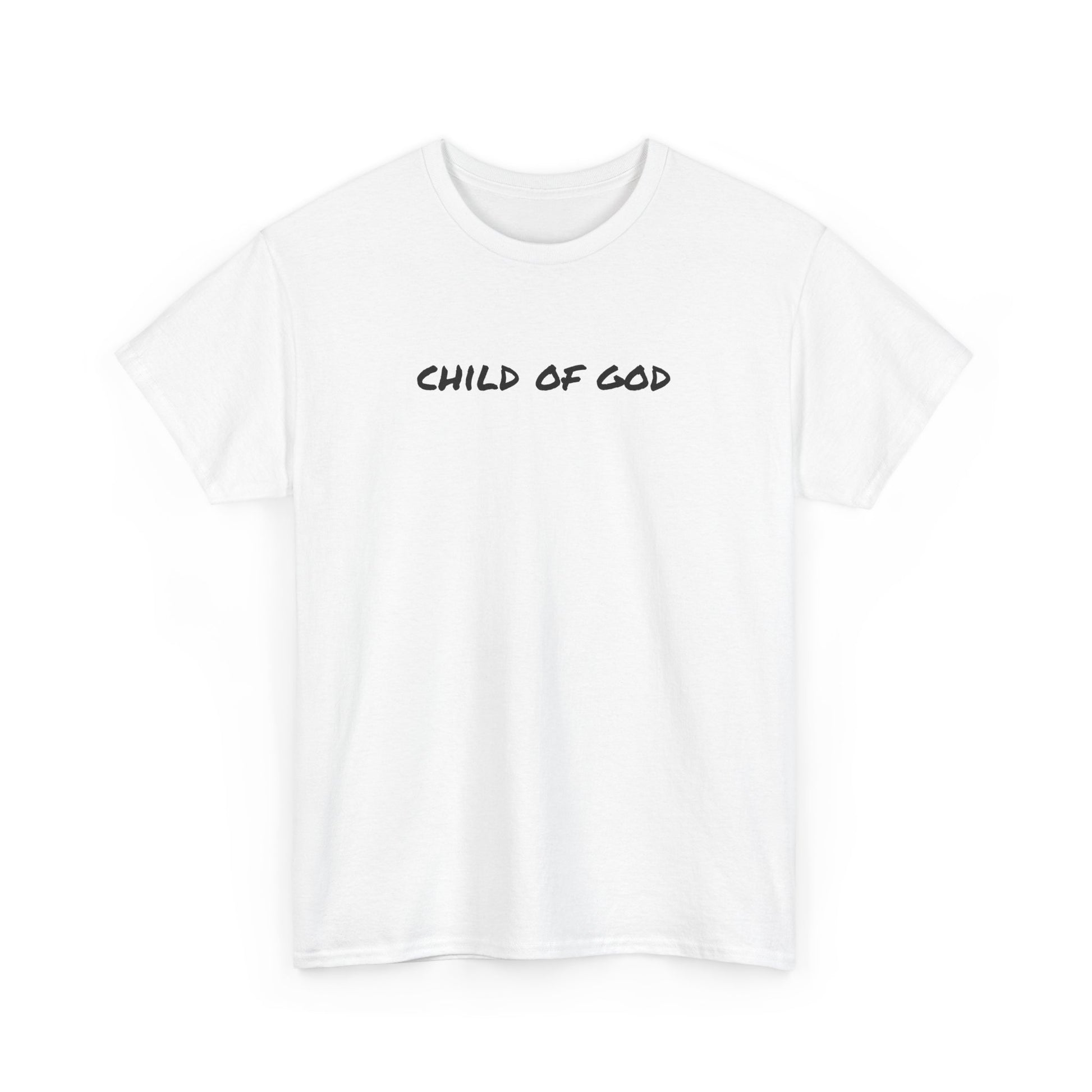 White child of God t-shirt featuring bold text for casual wear
