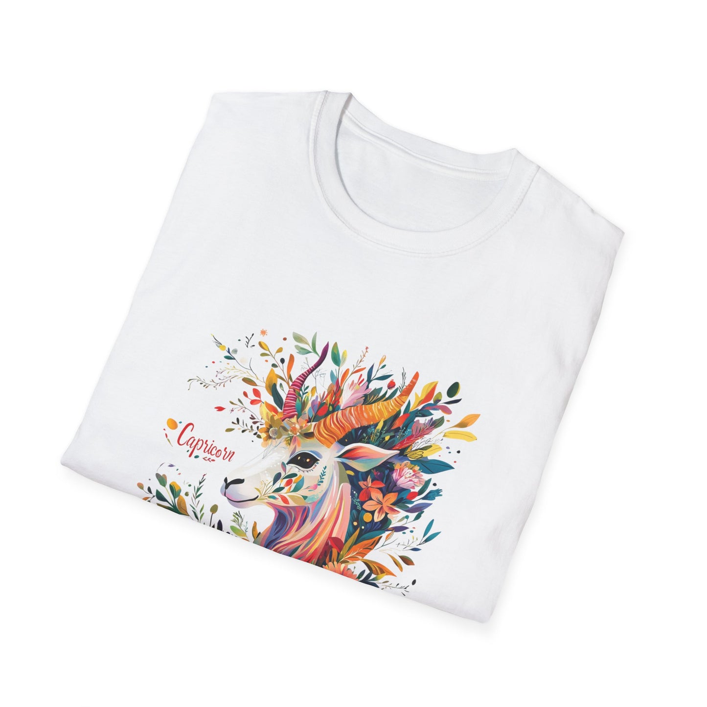 Colorful unicorn t-shirt featuring a vibrant unicorn design with floral elements on a white background