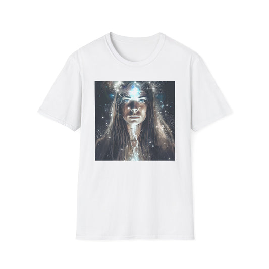 Cosmic dreams t-shirt featuring a stunning space-themed graphic design on a white background