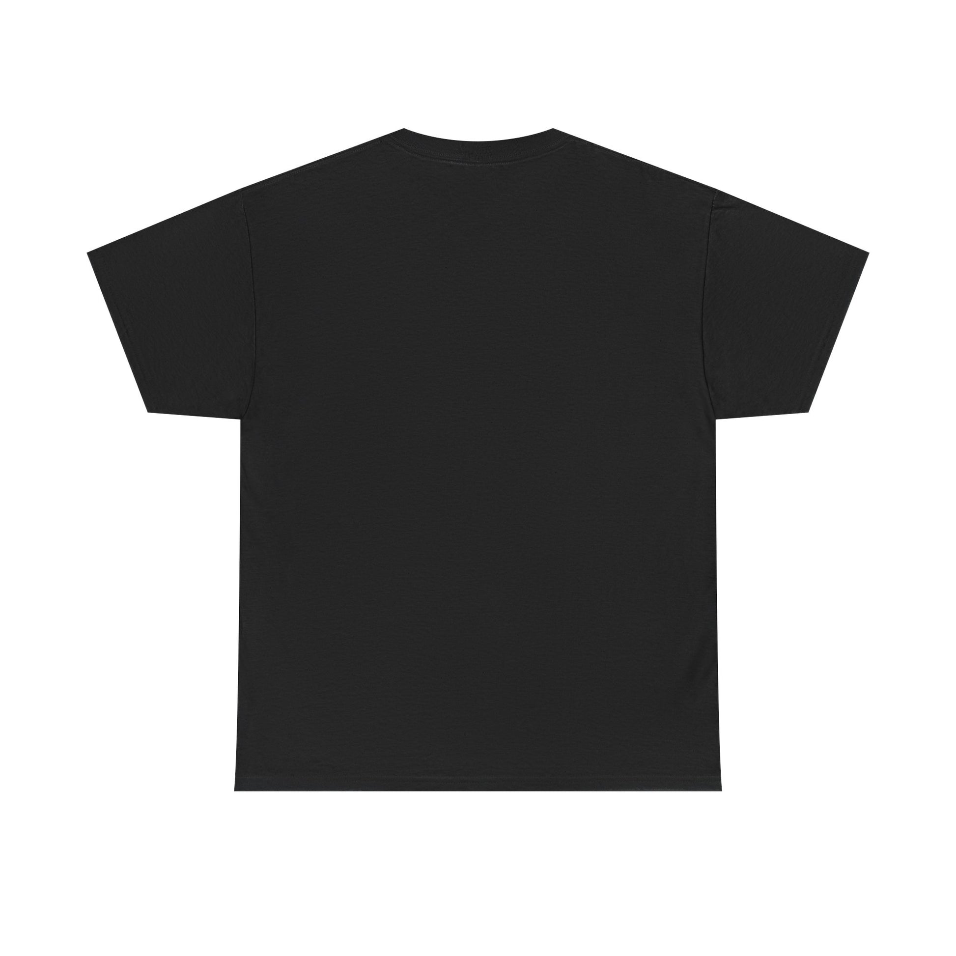 Back view of a black cosmic vibes t-shirt made from soft, comfortable fabric