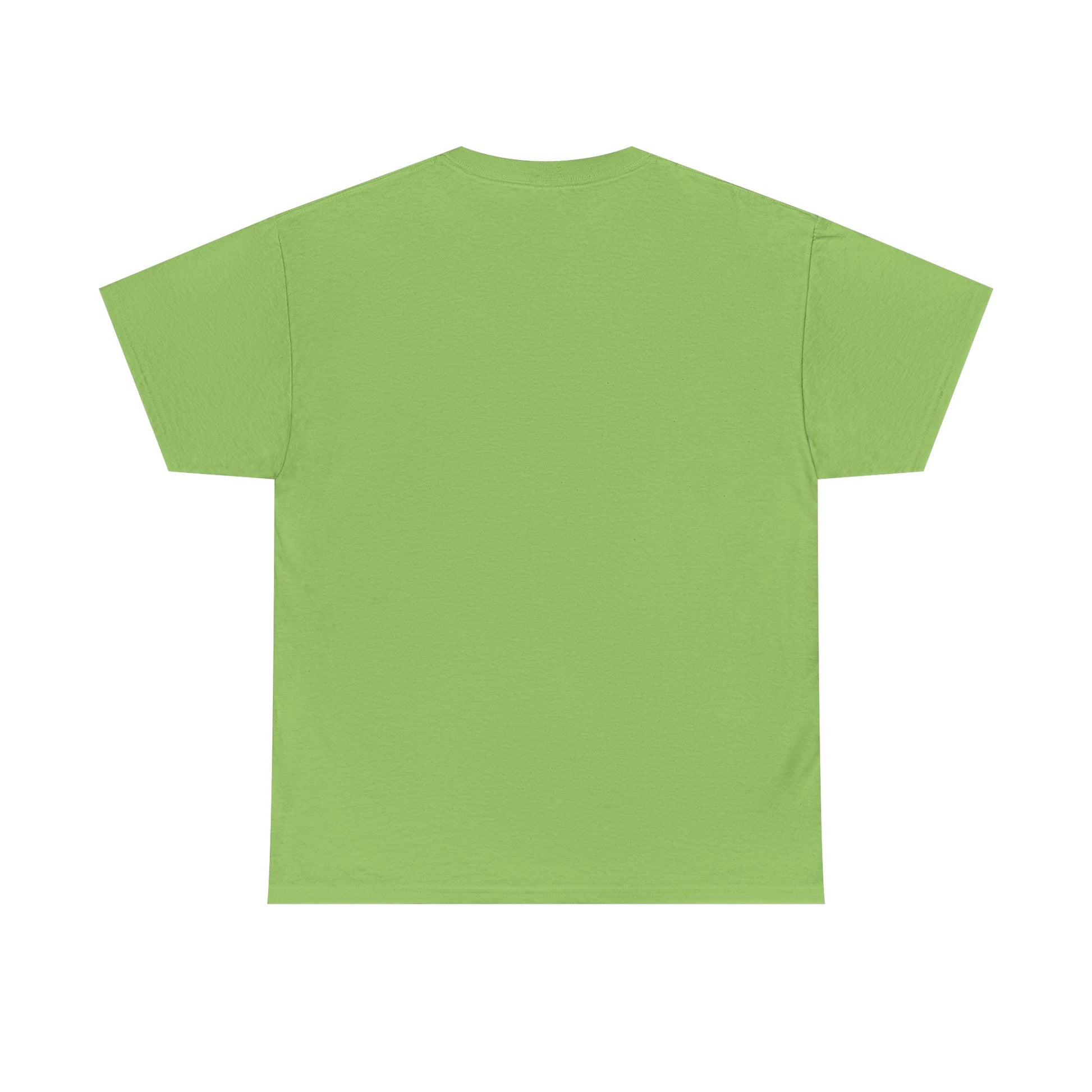 Back view of a vibrant green cosmic vibes t-shirt perfect for casual wear and expressing unique style