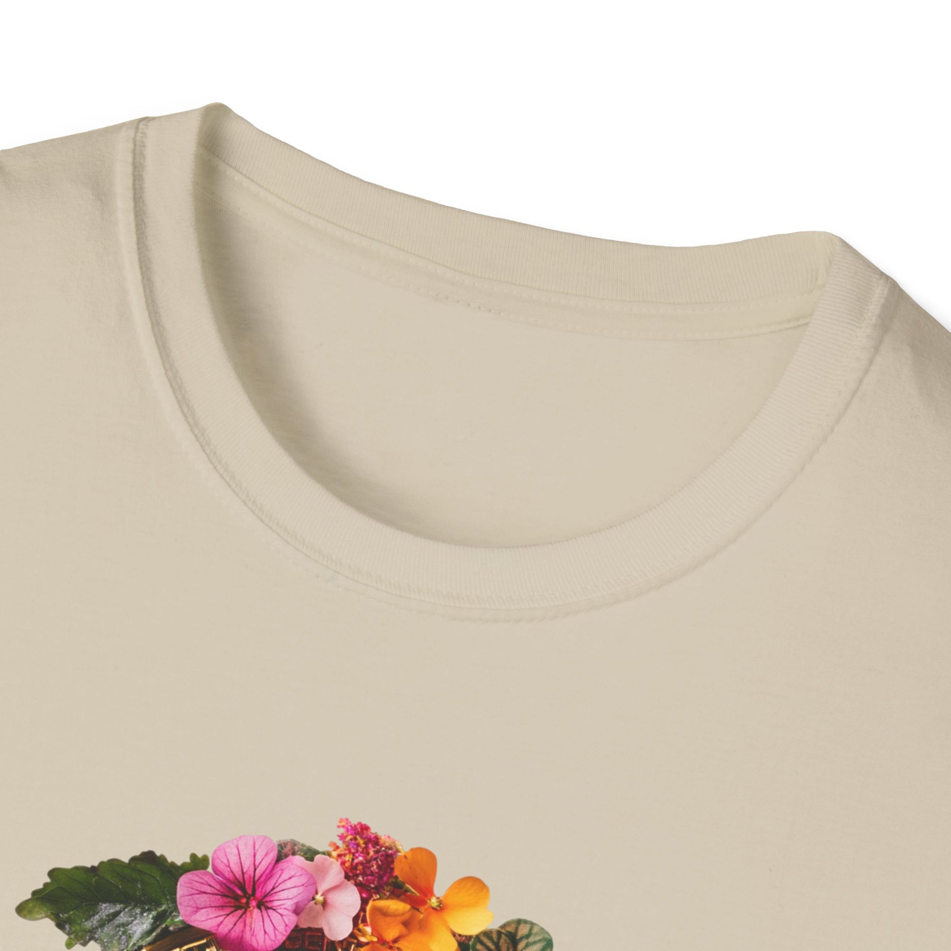 Cream Floral Bitcoin T-Shirt with Colorful Flower Design for Crypto Enthusiasts