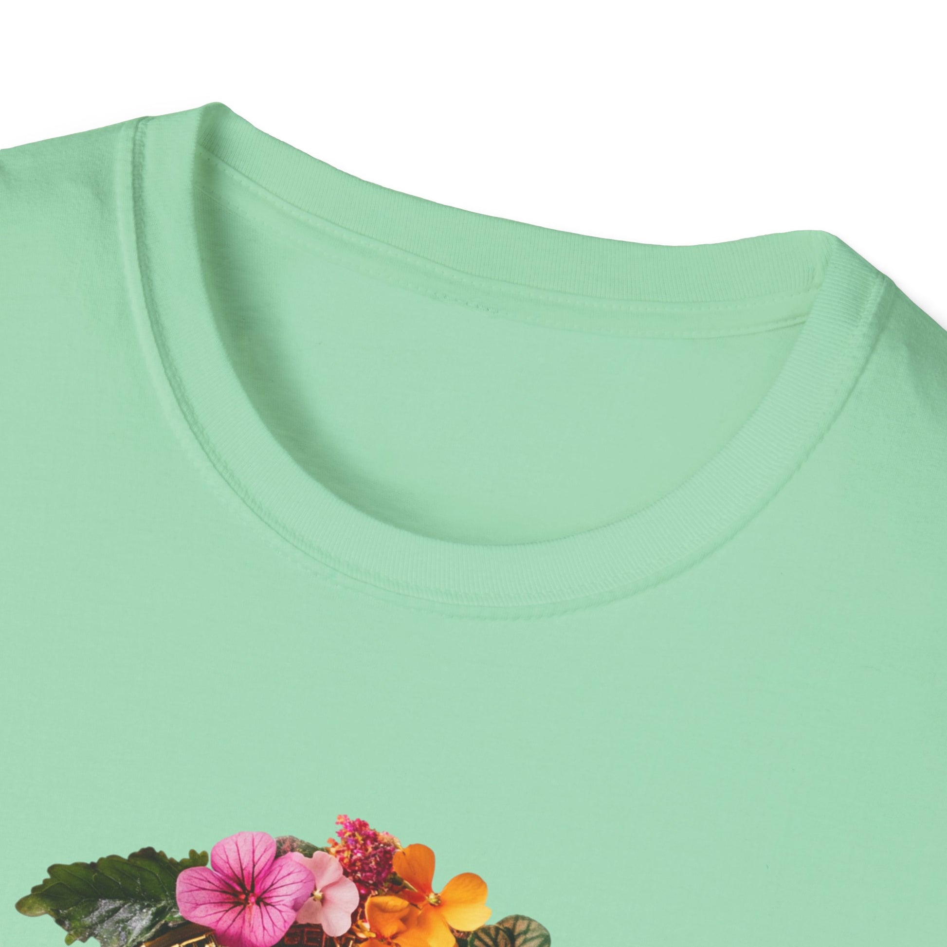 Floral Bitcoin T-Shirt in Mint Green featuring vibrant flower designs for a stylish look