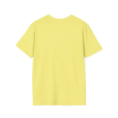 Back view of a yellow floral bitcoin t-shirt featuring a casual design for daily wear