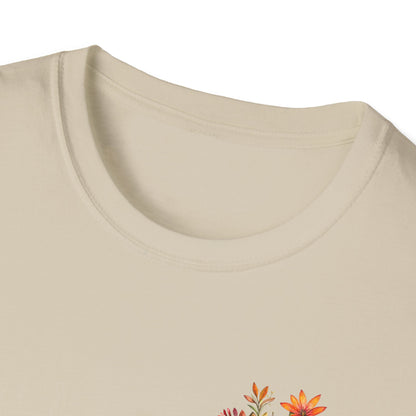Floral cross t-shirt with vibrant flower designs on a soft fabric for a stylish look