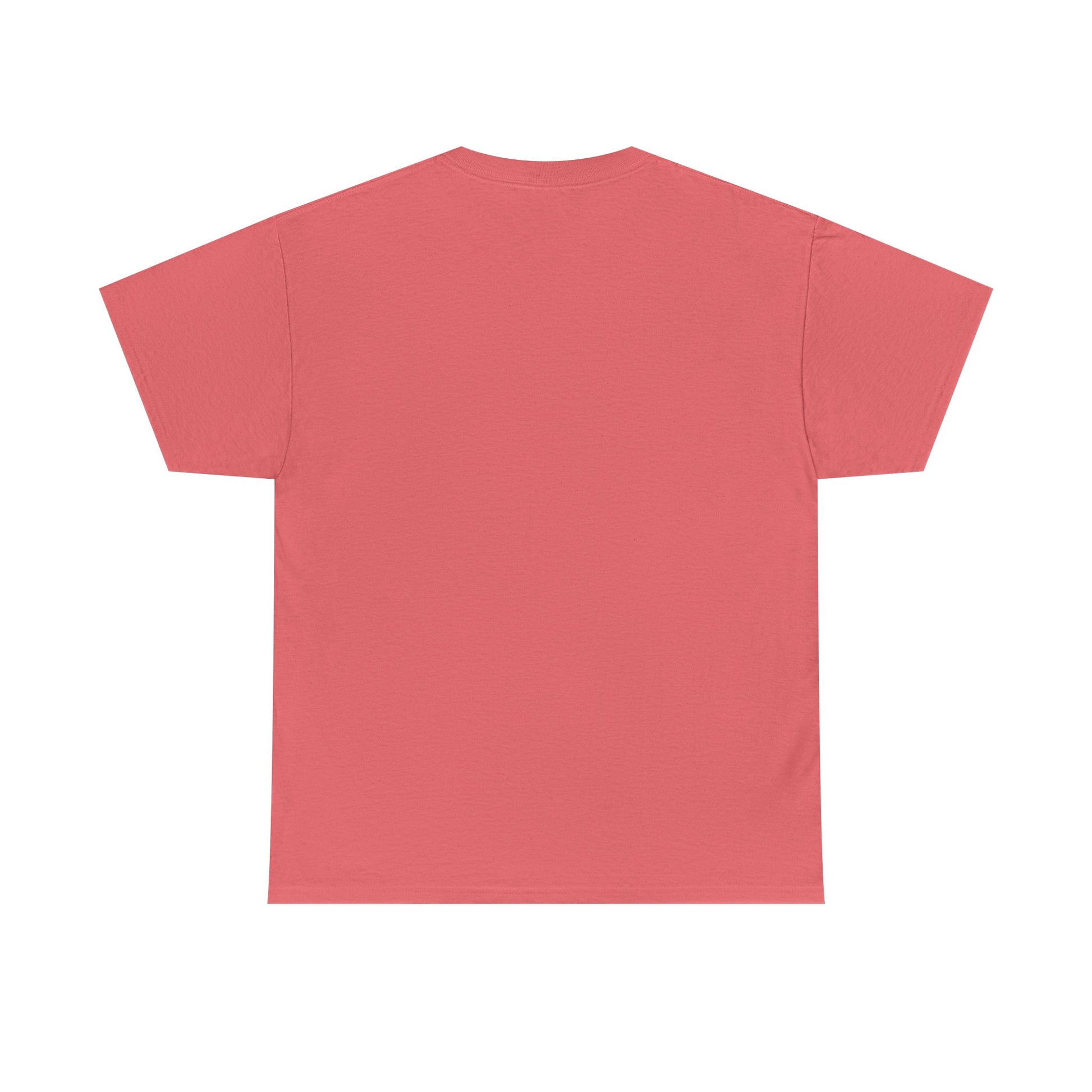 Back view of a coral queen floral t-shirt made from soft, breathable fabric for casual wear
