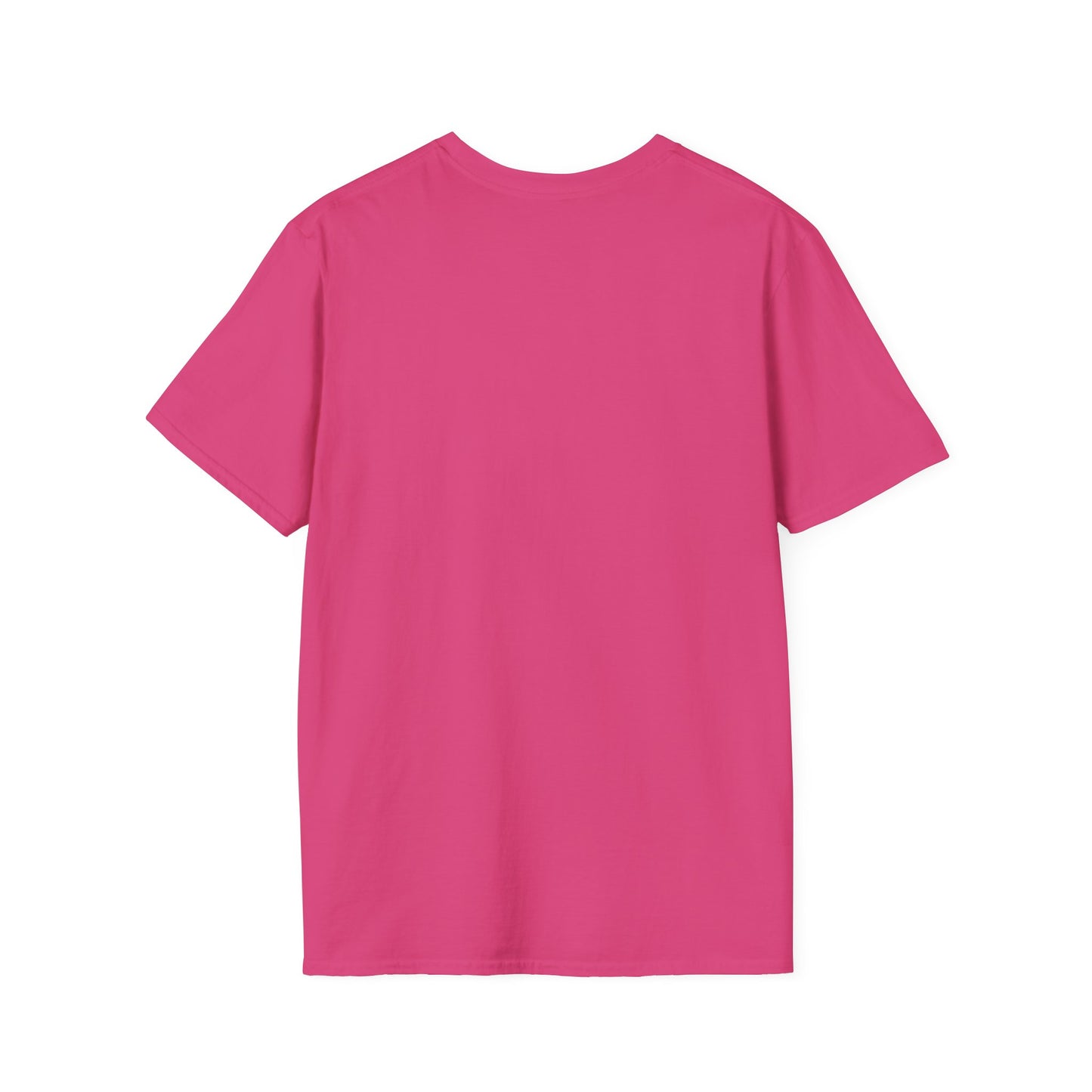 Back view of a vibrant pink heart graphic t-shirt from Printify for casual wear