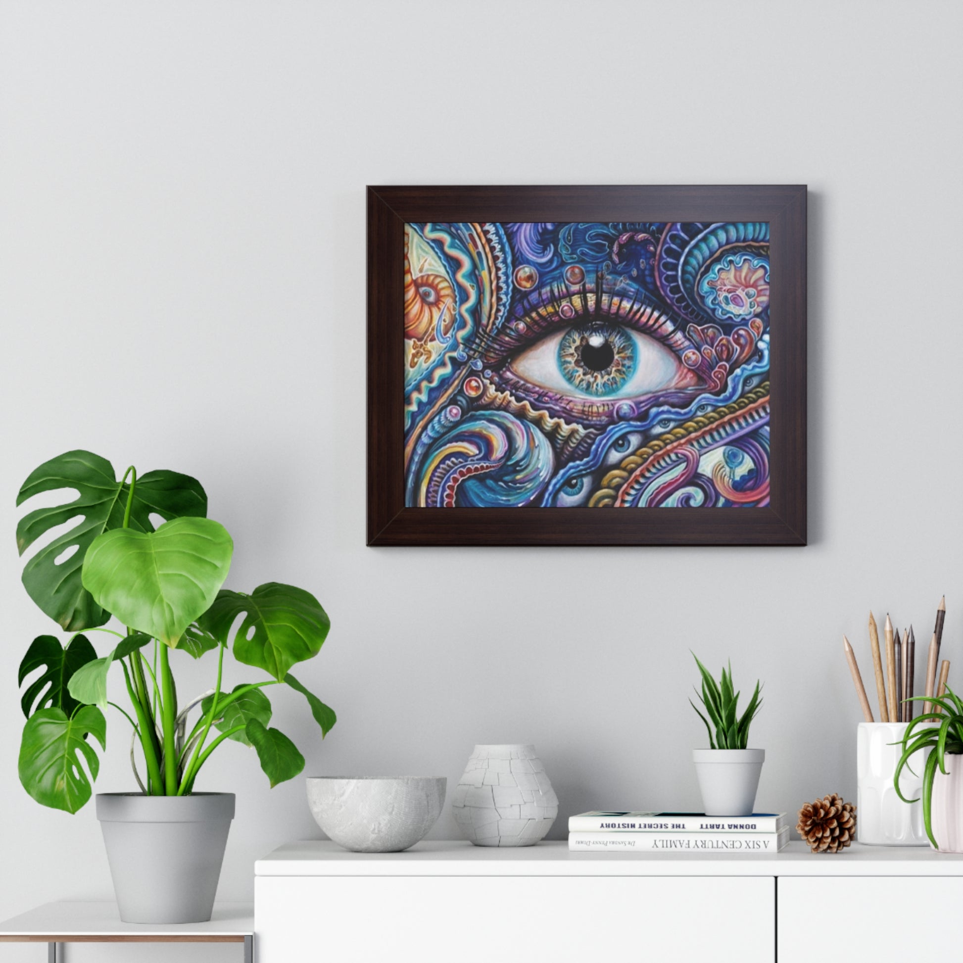 Horizontal eye art poster featuring intricate colors and designs for vibrant home decor