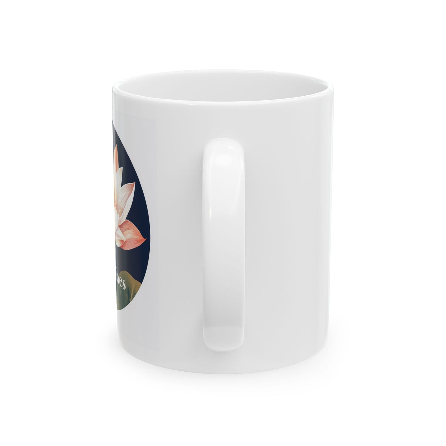 Lotus flower ceramic mug with a beautiful floral design on a white background