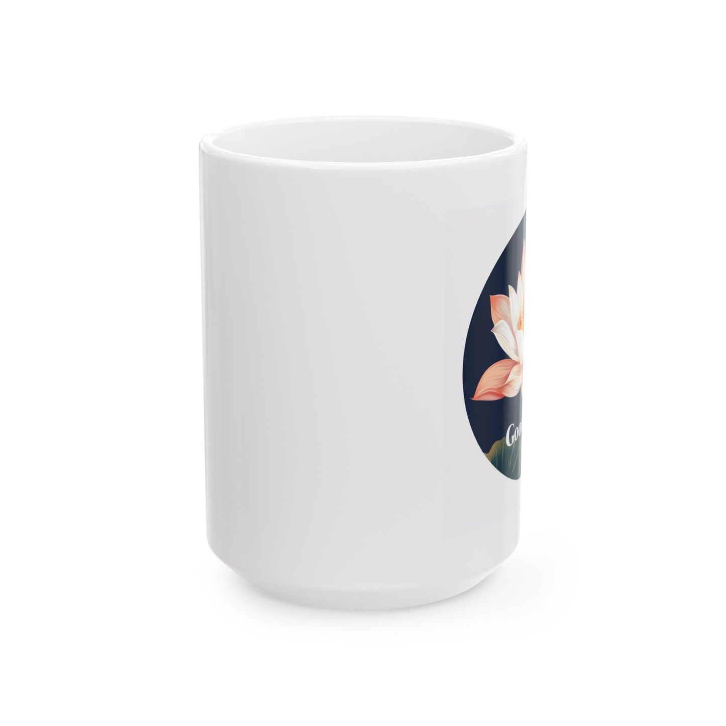 Lotus flower ceramic mug with elegant floral design, perfect for tea and coffee lovers