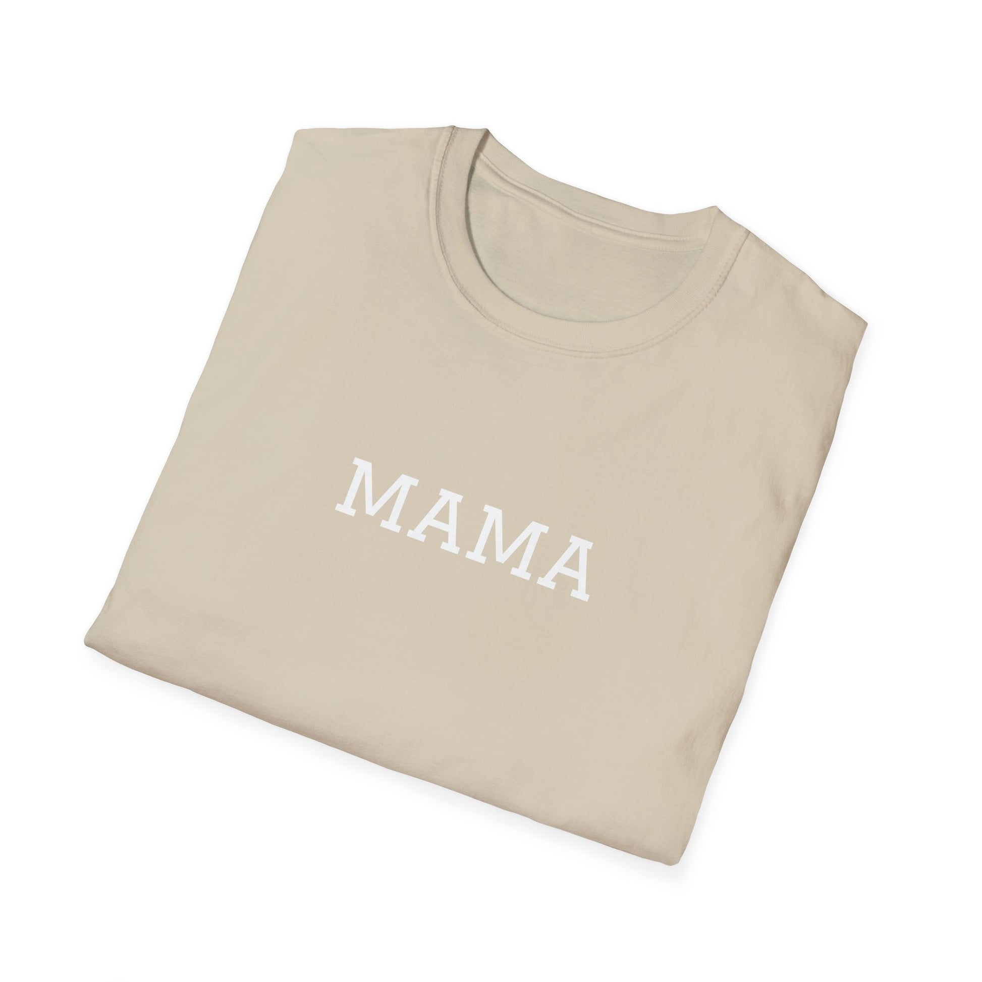 Beige Mama tee for moms featuring a simple white graphic print for everyday wear