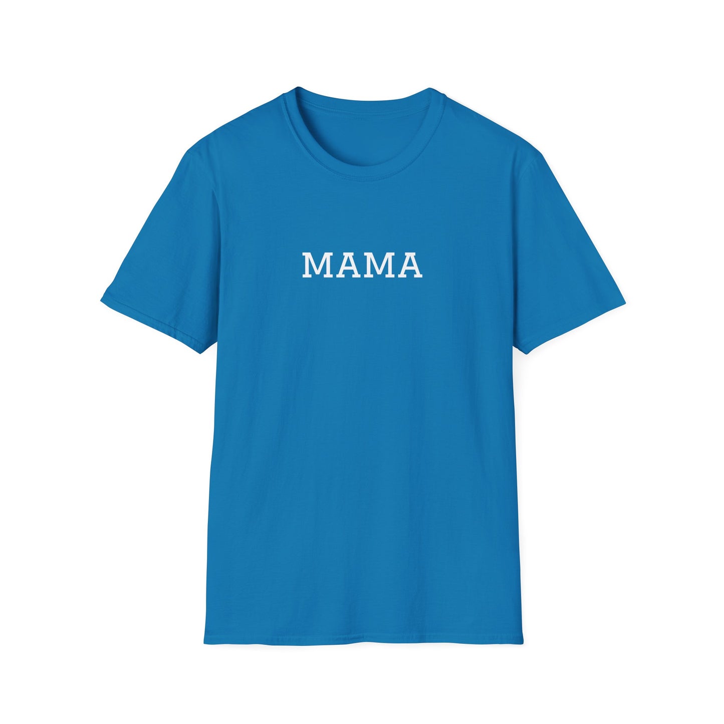 Blue Mama tee for moms with bold white lettering for casual wear