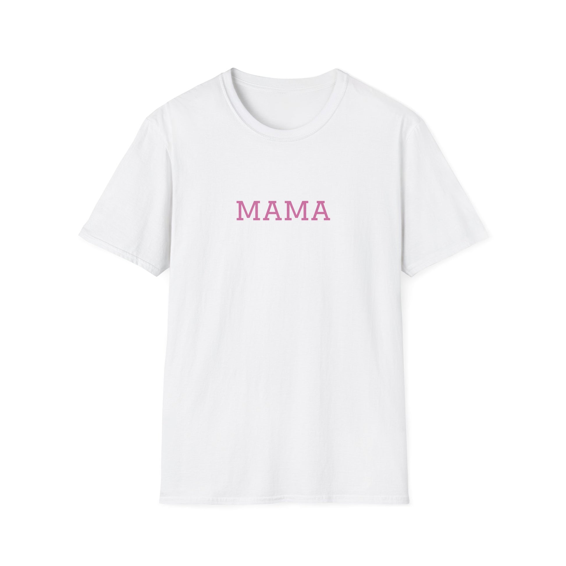 White Mama tee for moms with pink lettering for casual everyday wear
