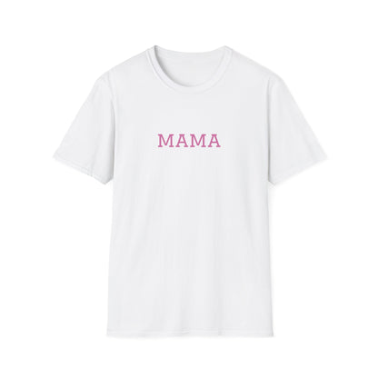 White Mama tee for moms with pink lettering for casual everyday wear