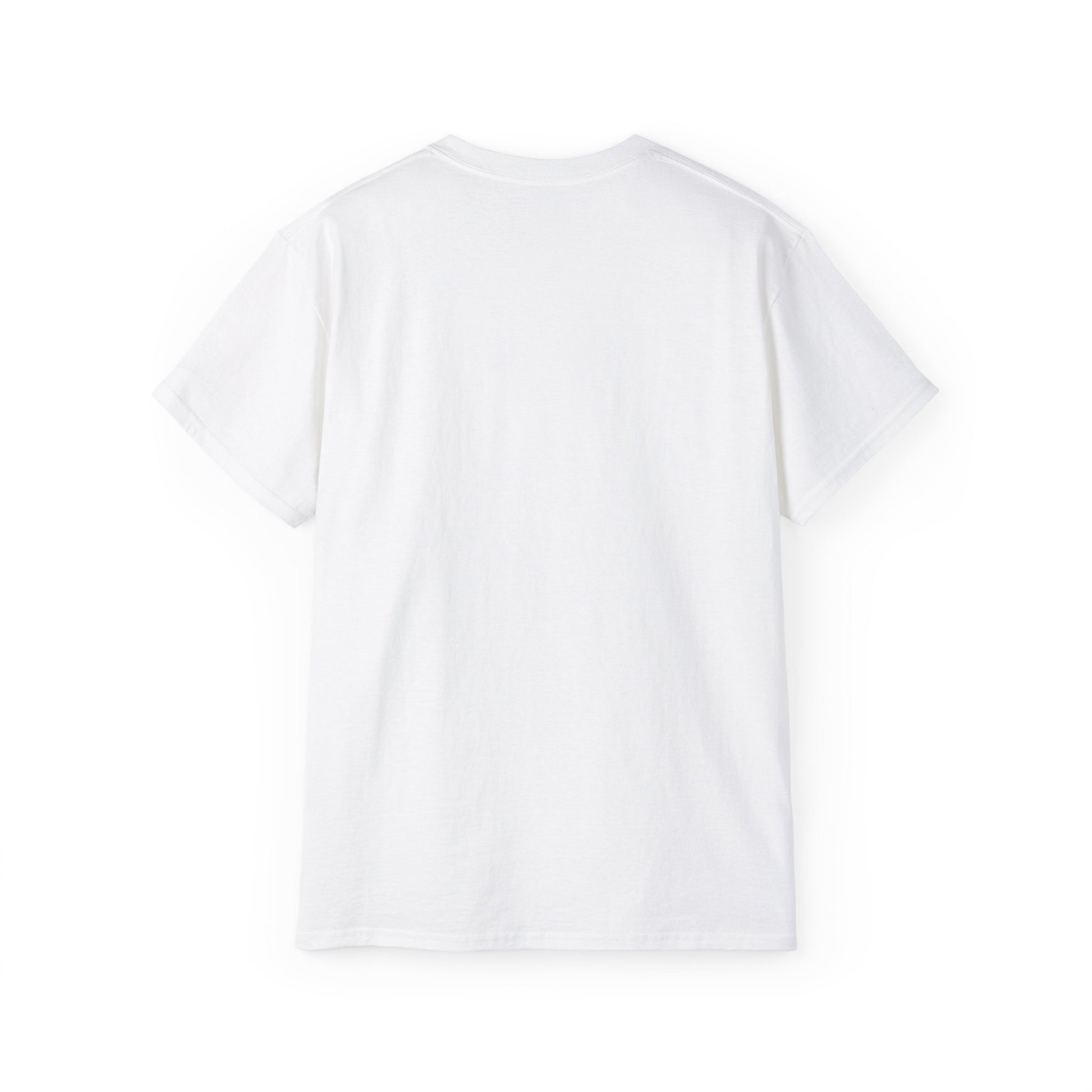 Back view of a plain white meditation graphic tee from Printify, perfect for casual wear