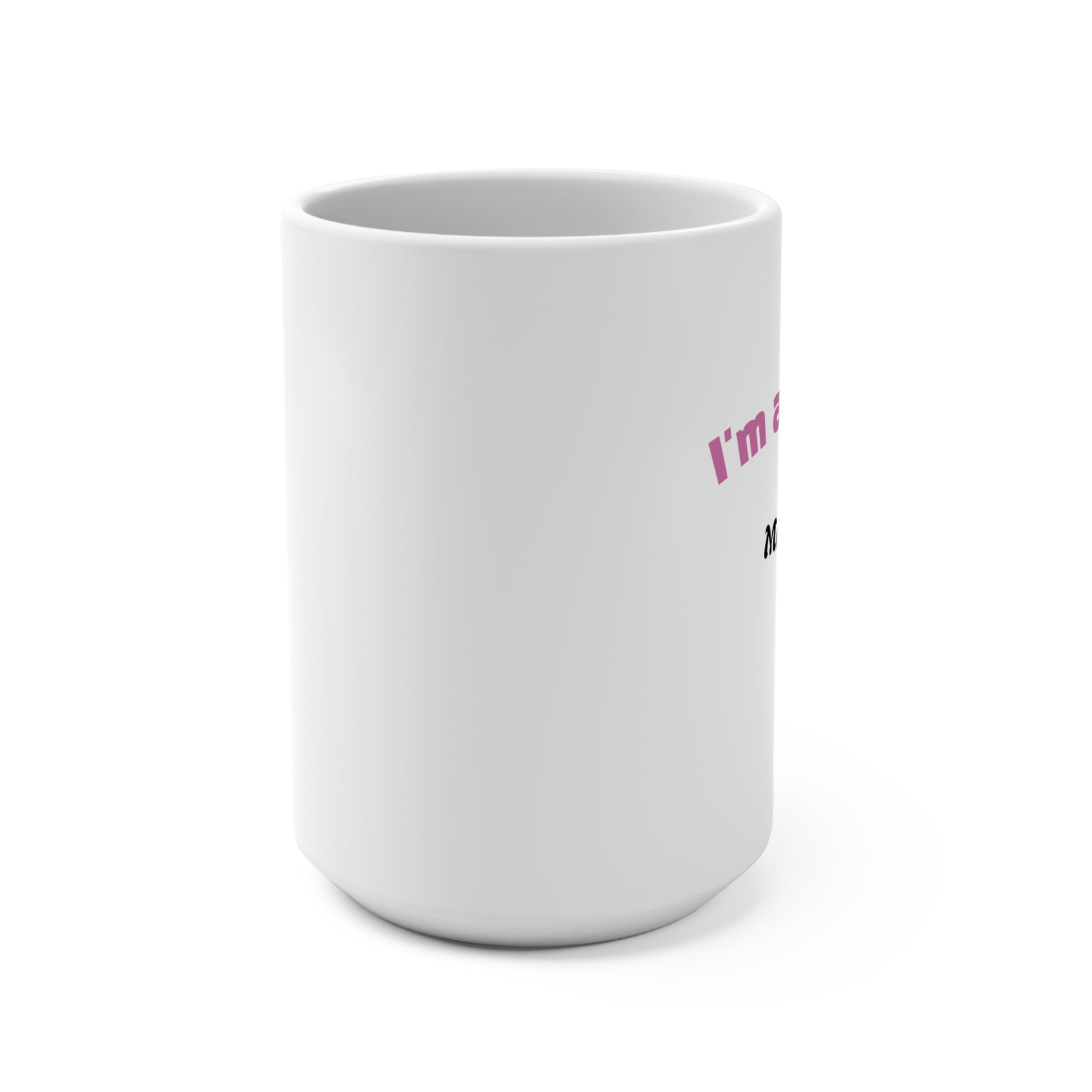 White ceramic mommy mamacita mug with playful text, perfect for moms who love fun coffee moments