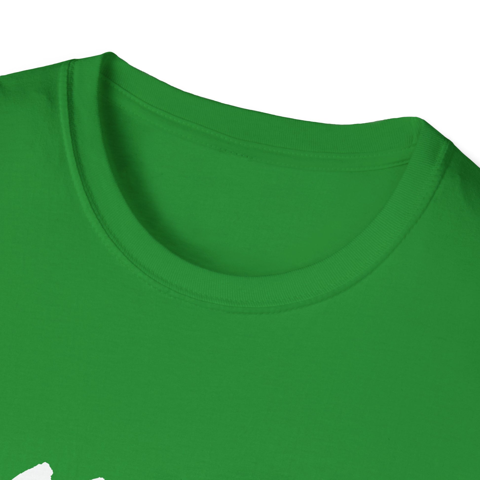 Printify green crew neck t shirt close up showing neckline and print detail locked in t shirt motivational