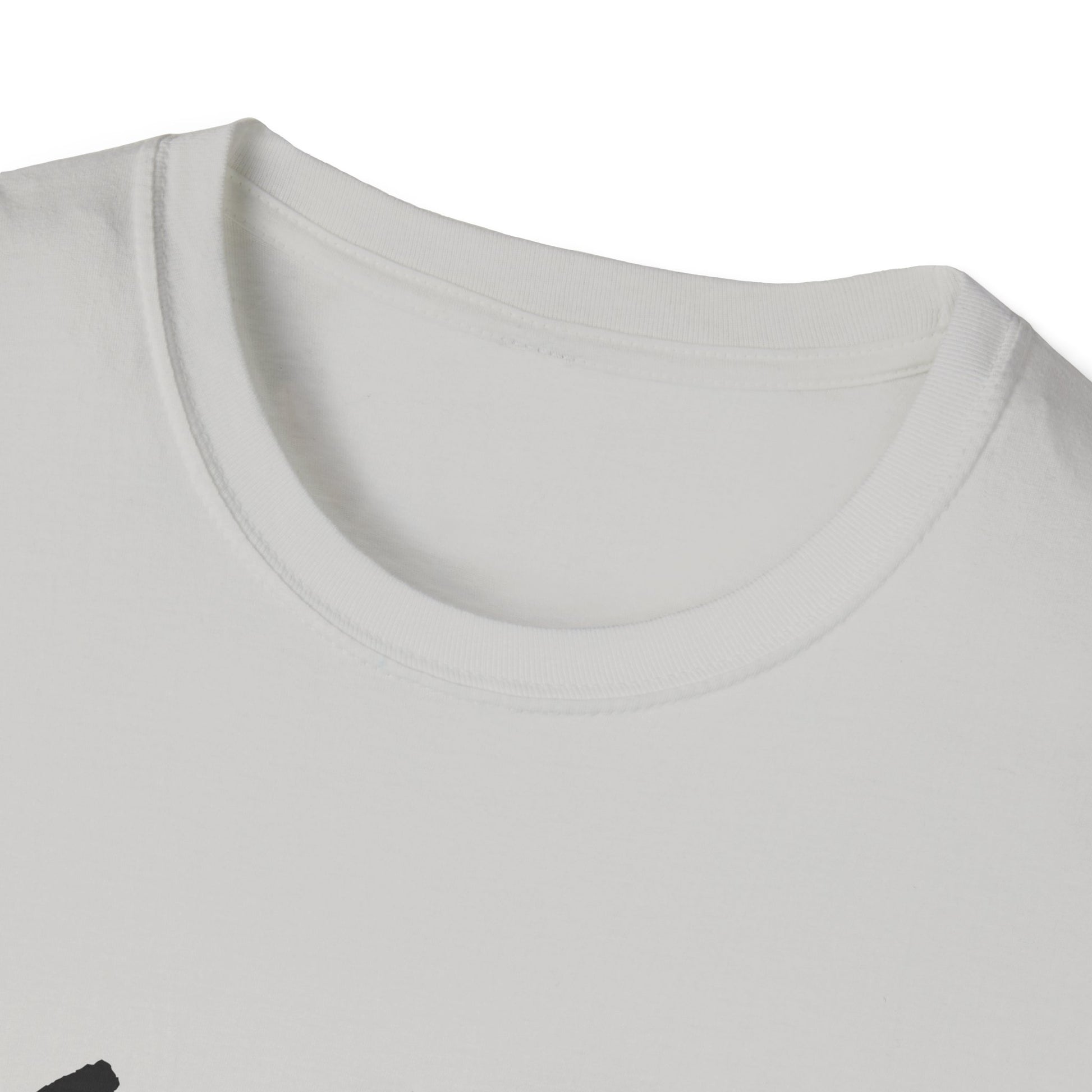 Printify white crewneck t shirt close up showing neckline fabric and seam details locked in t shirt motivational