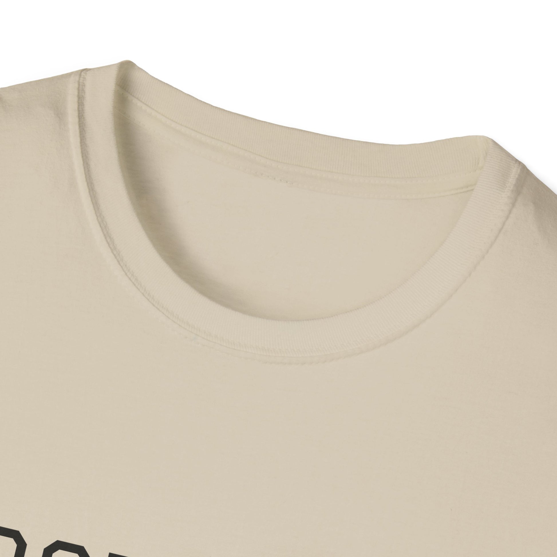 Printify cream crew neck T Shirt close up showing soft fabric and partial black print locked in t shirt motivational