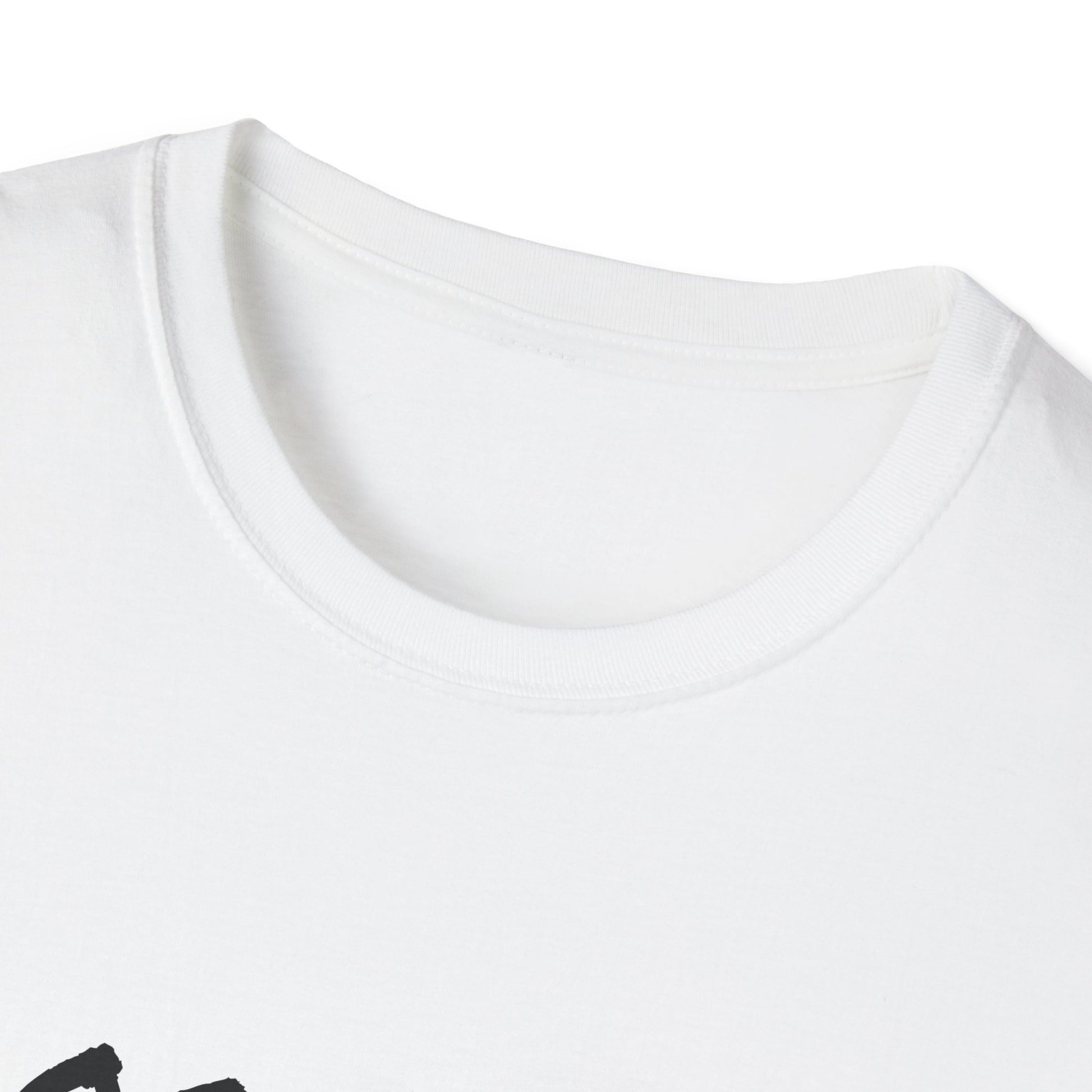 Printify white T shirt close up of crew neck and partial black graphic print locked in t shirt motivational