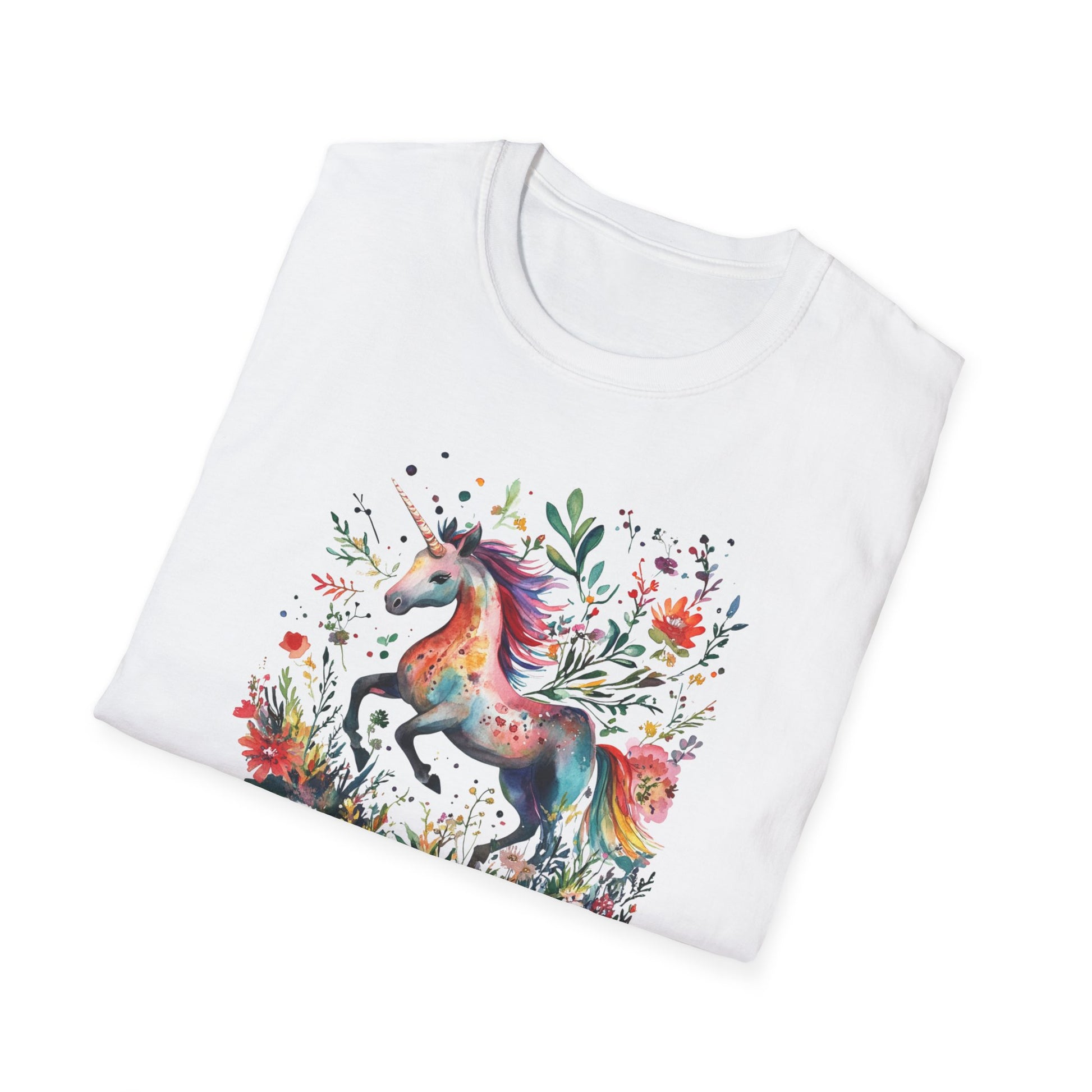 Sagittarius unicorn t-shirt featuring a colorful unicorn design with floral accents