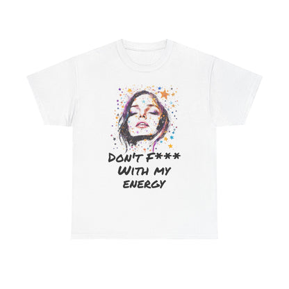 White spiritual graphic tee for women featuring a colorful design and empowering text