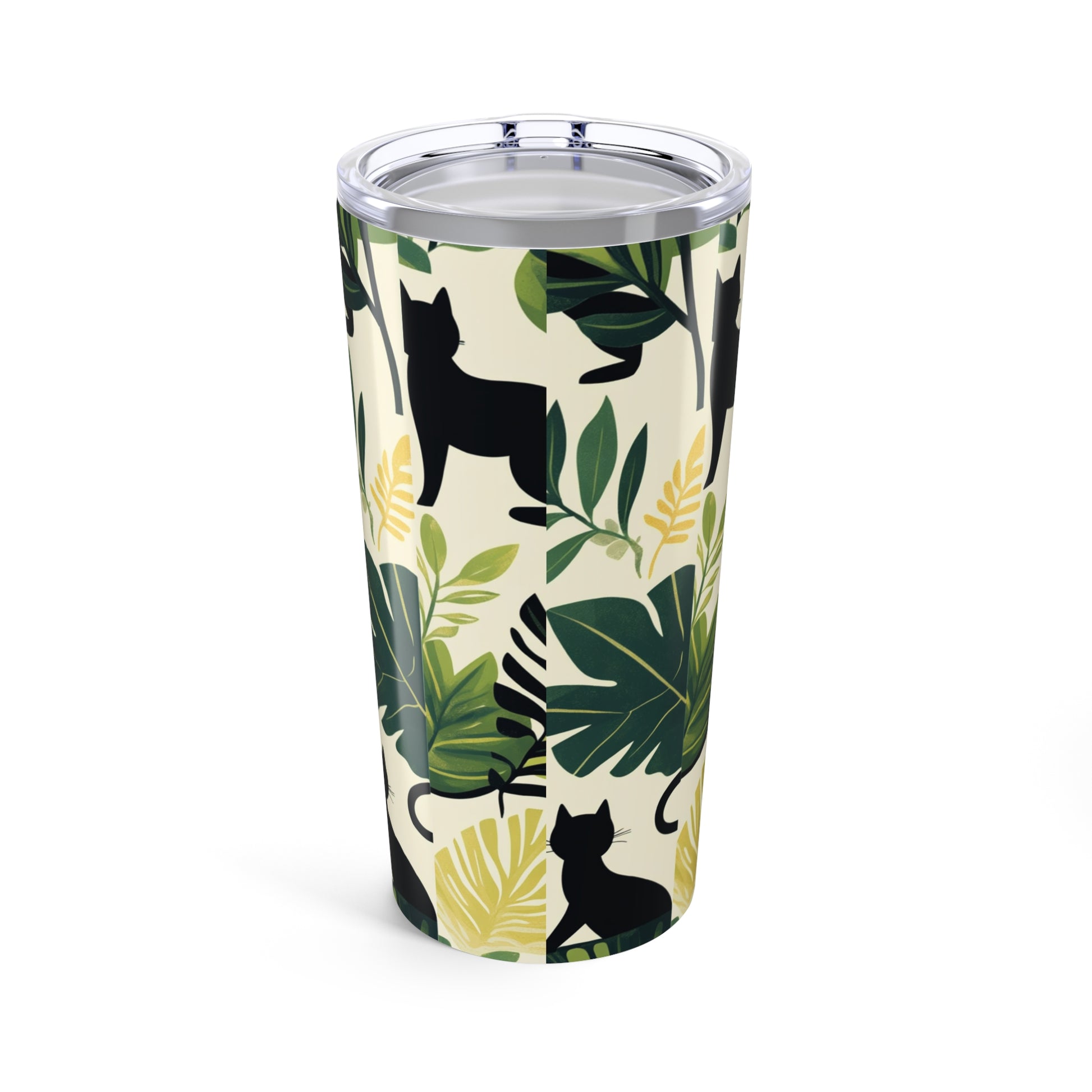 Stylish tumbler 20oz featuring vibrant cat and plant patterns for daily hydration